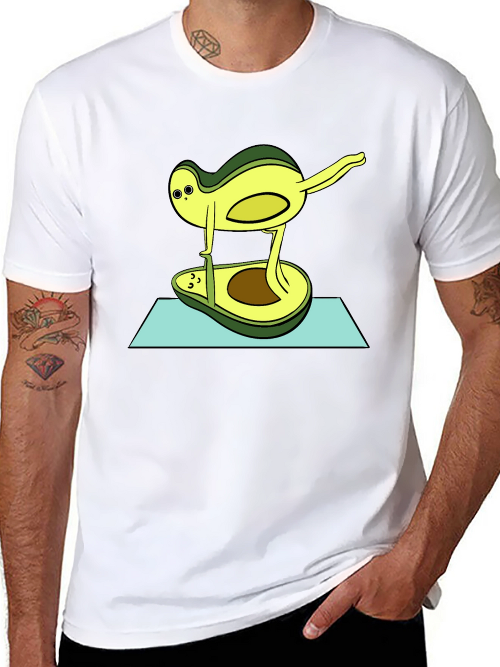 Funny Avocado Yoga Pose Black T-Shirt