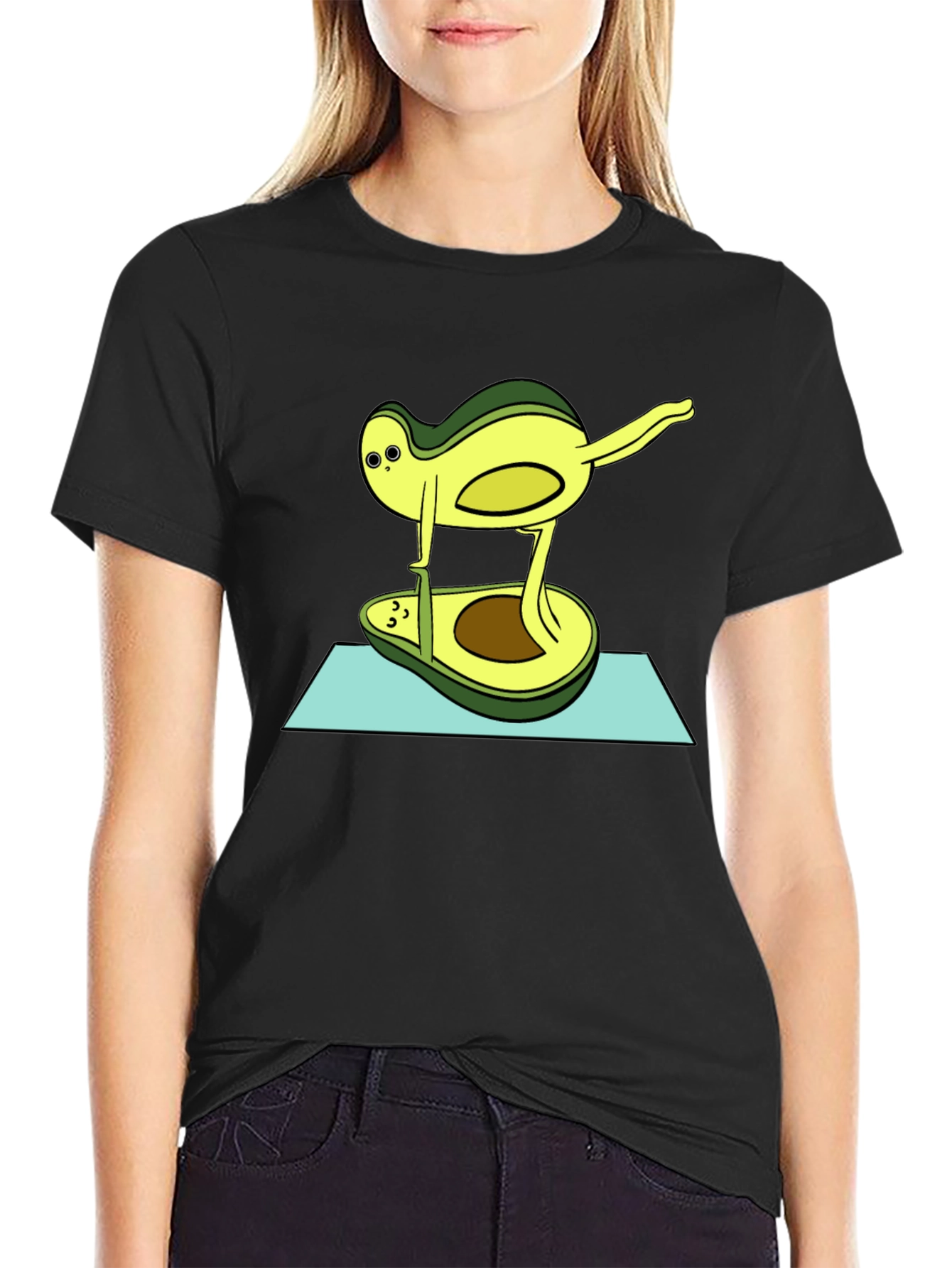 Funny Avocado Yoga Pose Black T-Shirt