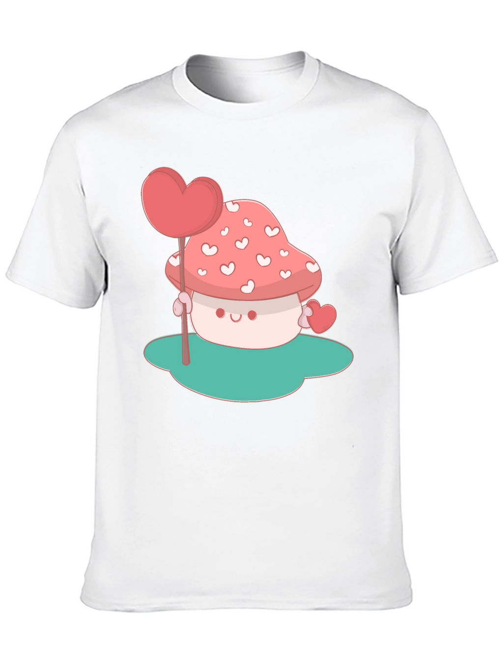 Heart Mushroom Graphic Tee - Cute & Unique