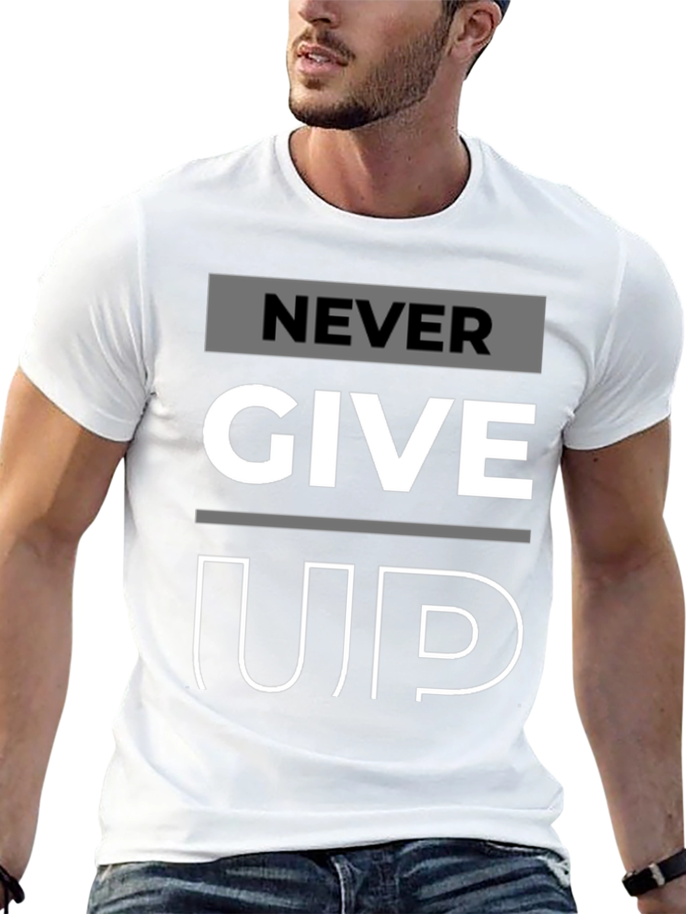 Never Give Up Graphic Print T-Shirt