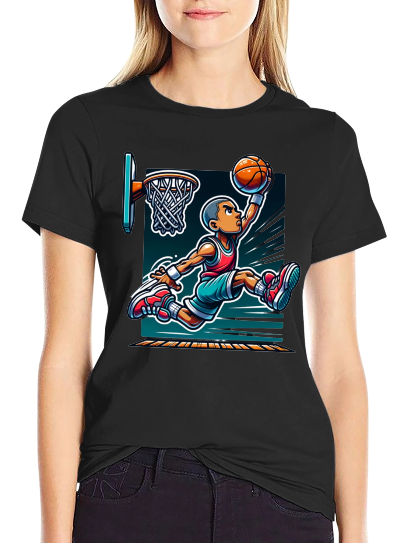 Cartoon Basketball Graphic Tee