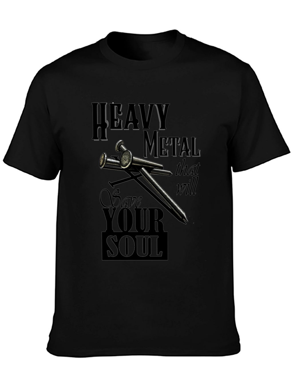 Heavy Metal Save Your Soul Black Graphic T-Shirt