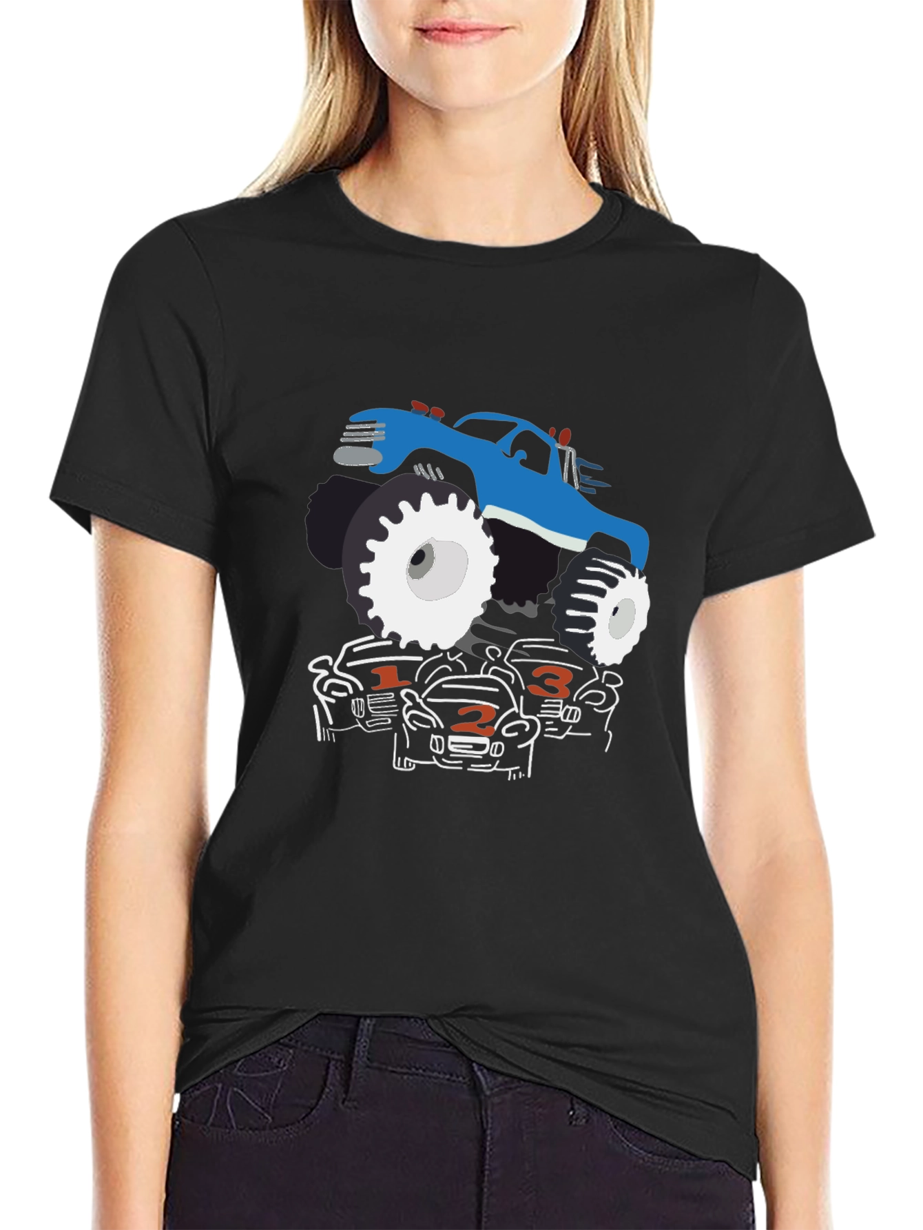 Monster Truck Graphic Tee - Black Cotton Blend