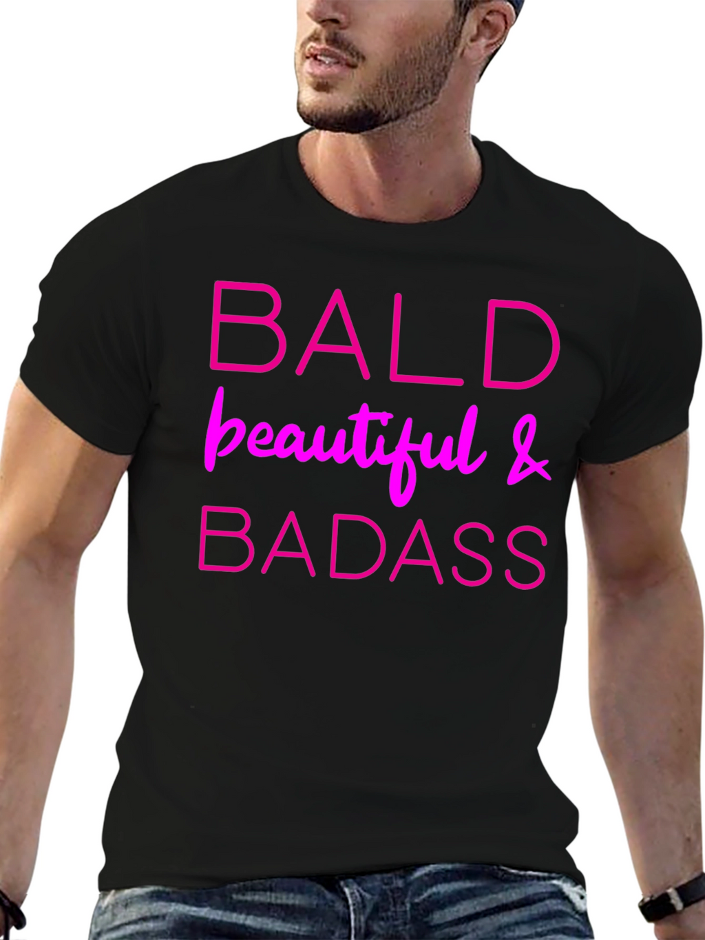 Bald Beautiful & Badass Black Graphic Tee