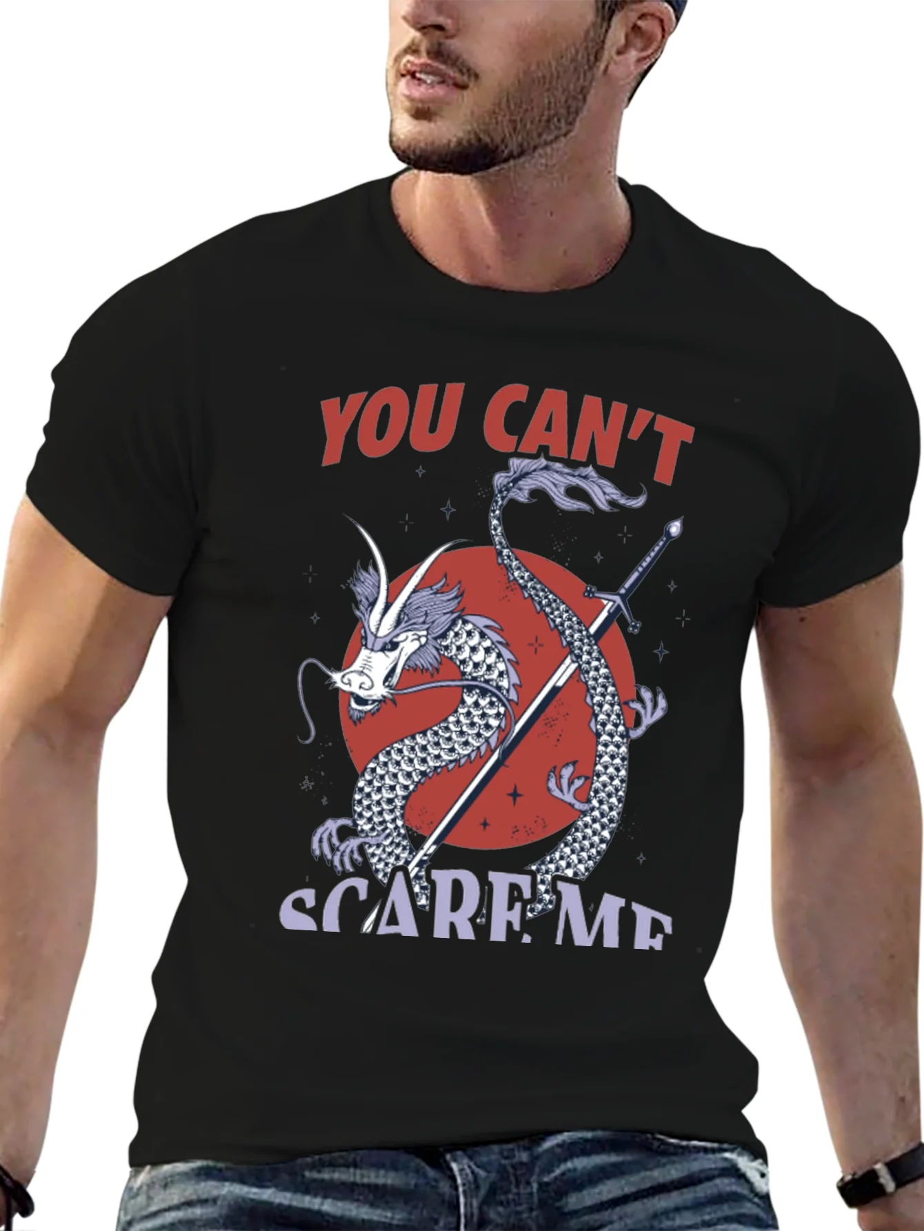 Dragon Sword Graphic Tee - You Cant Scare Me