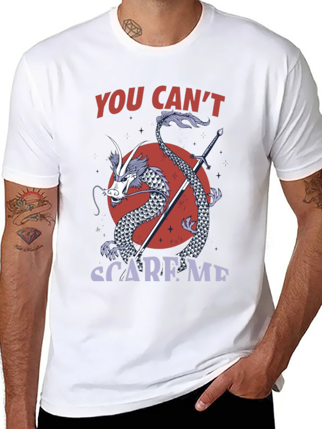 Dragon Sword Graphic Tee - You Cant Scare Me