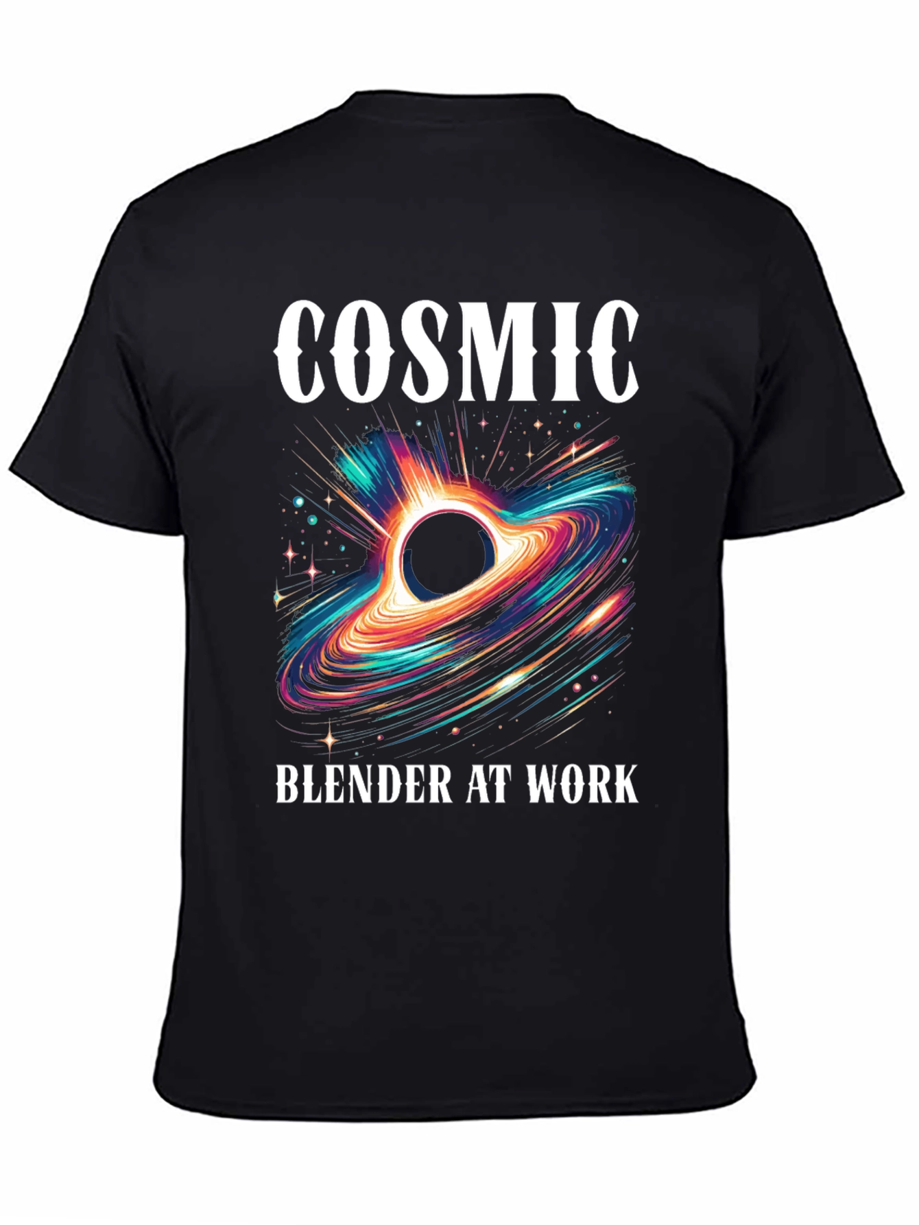 Cosmic Blender At Work Graphic Tee - Black T-Shirt