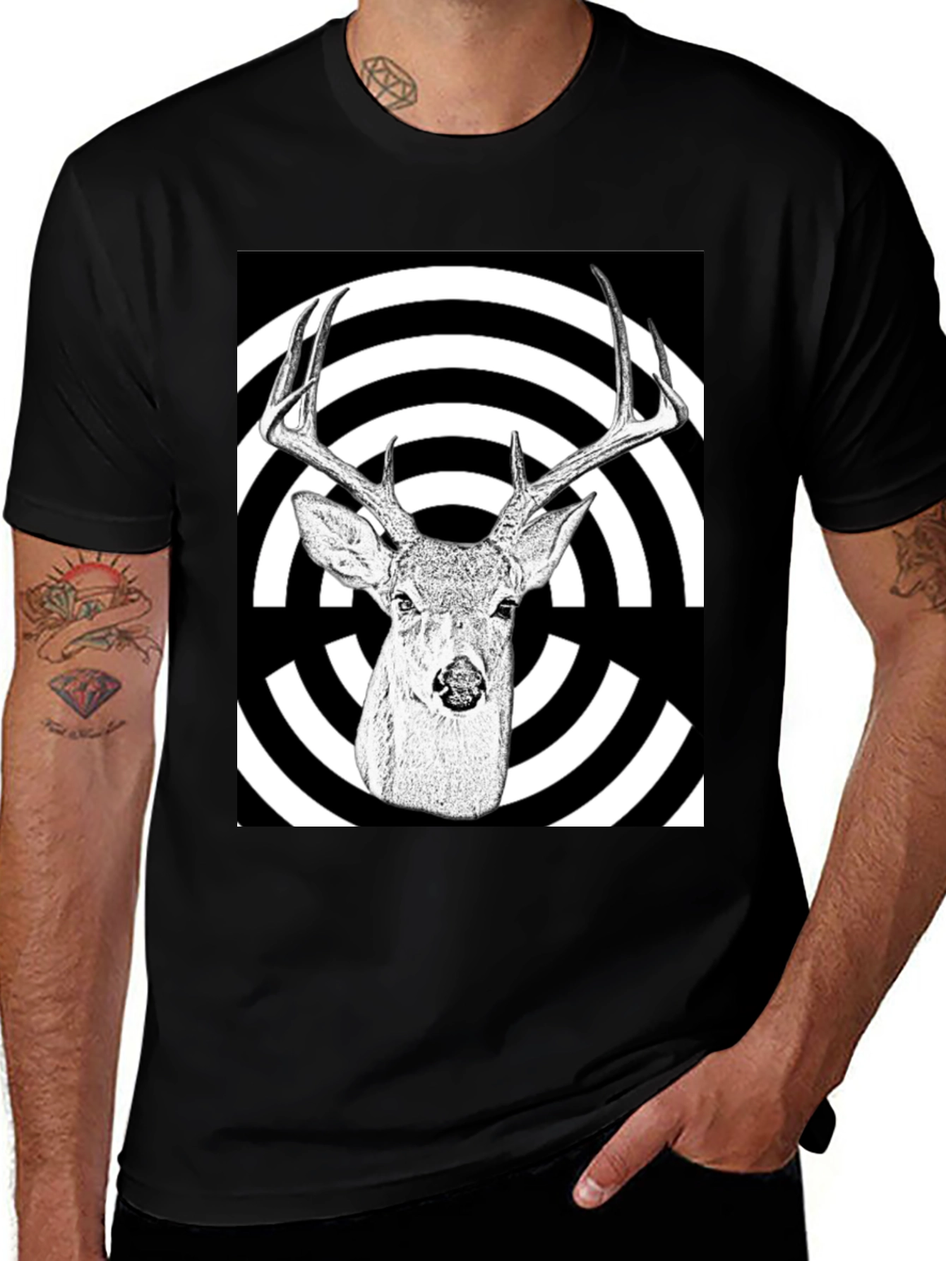 Deer Target T-Shirt - Black Graphic Tee