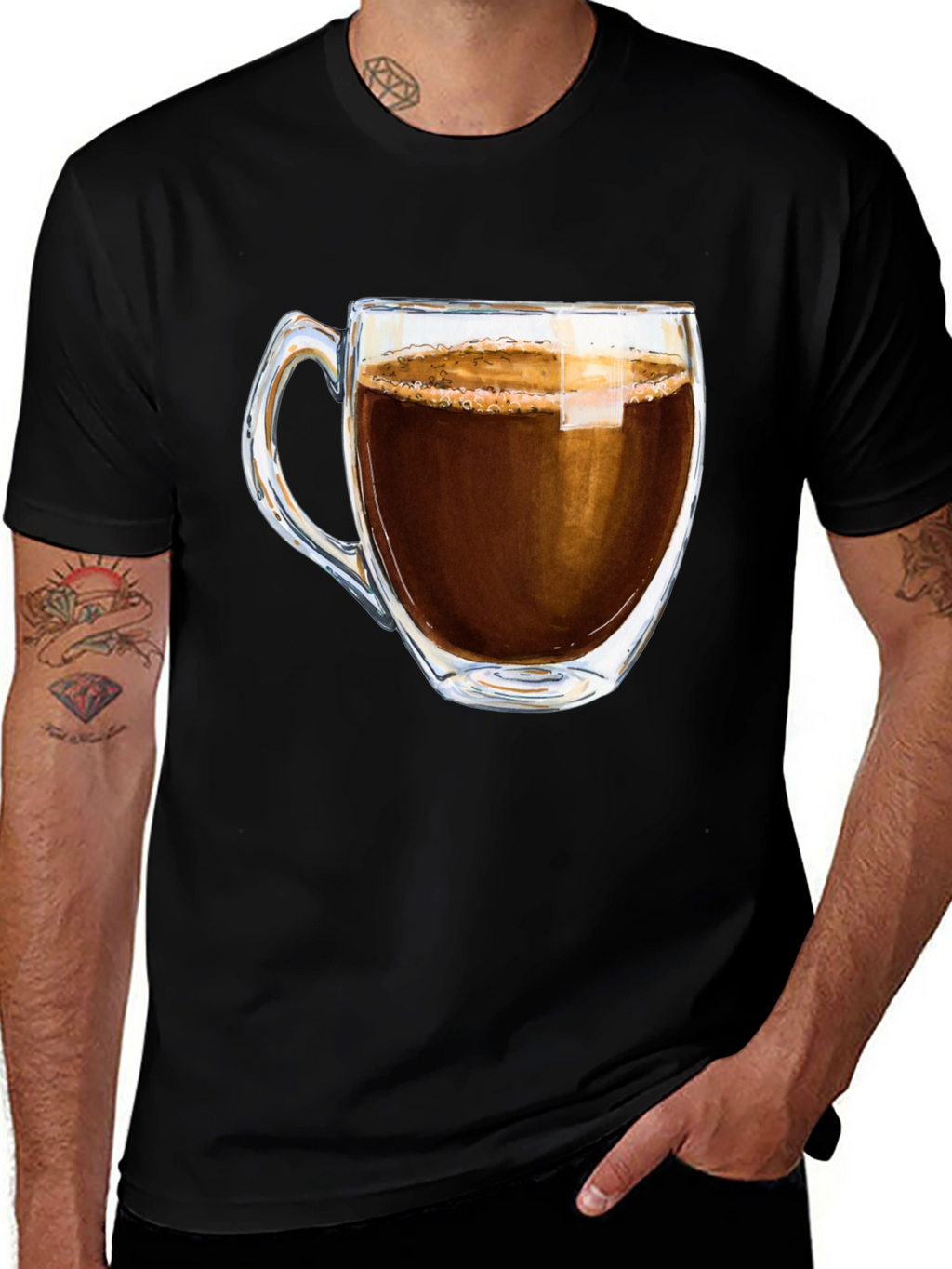 Coffee Cup Graphic Tee - Black Casual T-Shirt