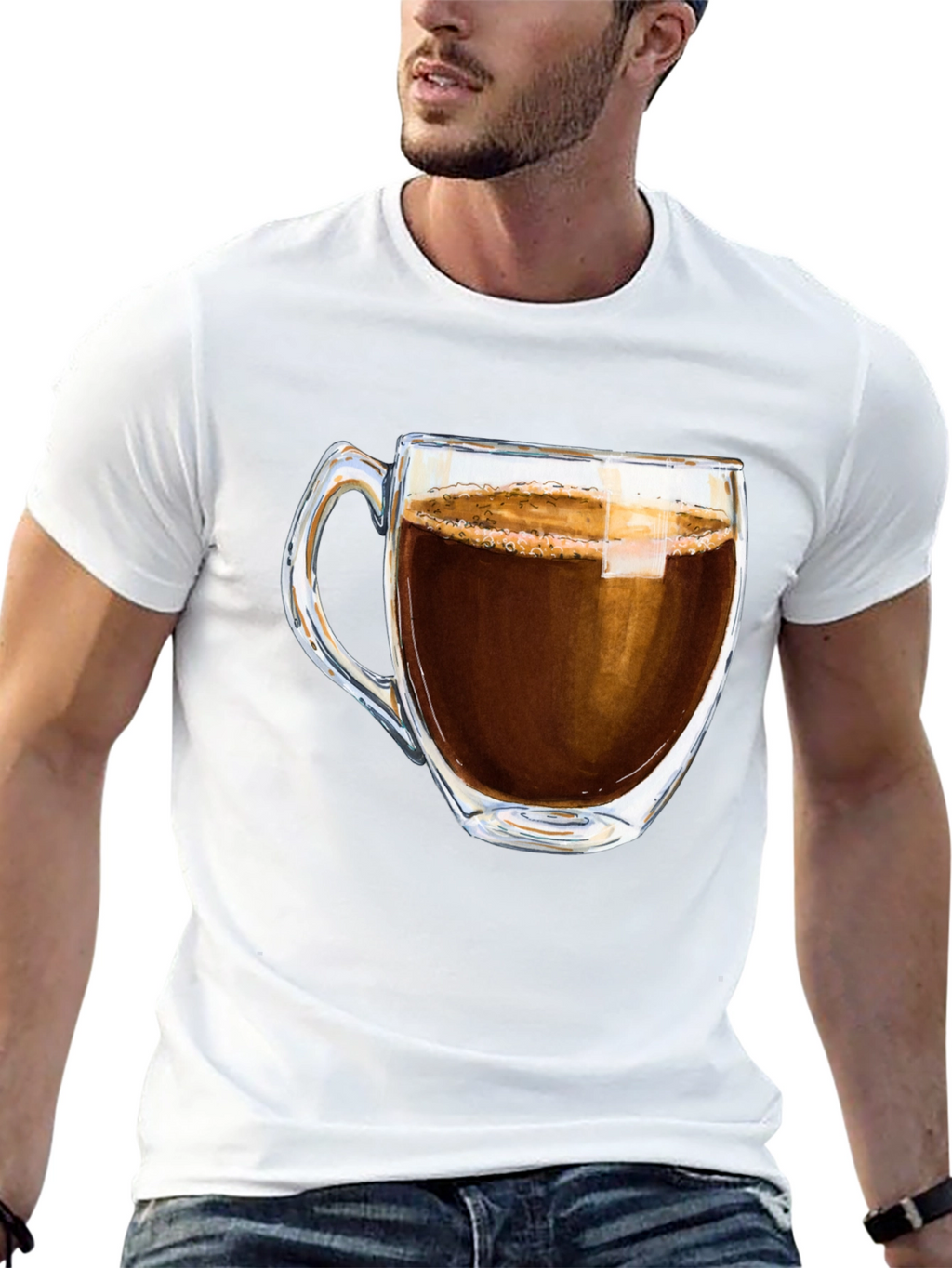 Coffee Cup Graphic Tee - Black Casual T-Shirt