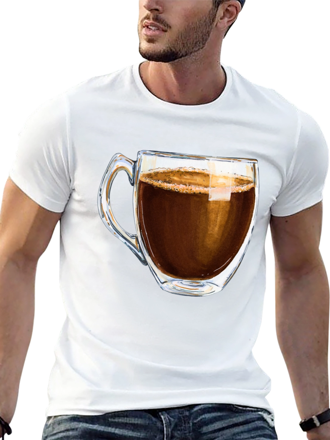 Coffee Cup Graphic Tee - Black Casual T-Shirt