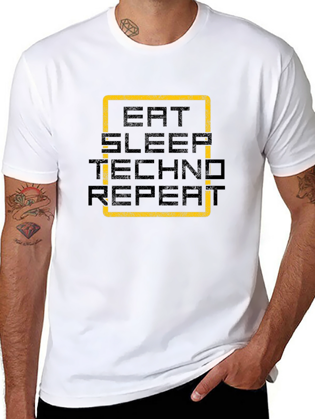 Eat Sleep Techno Repeat Black Graphic Tee