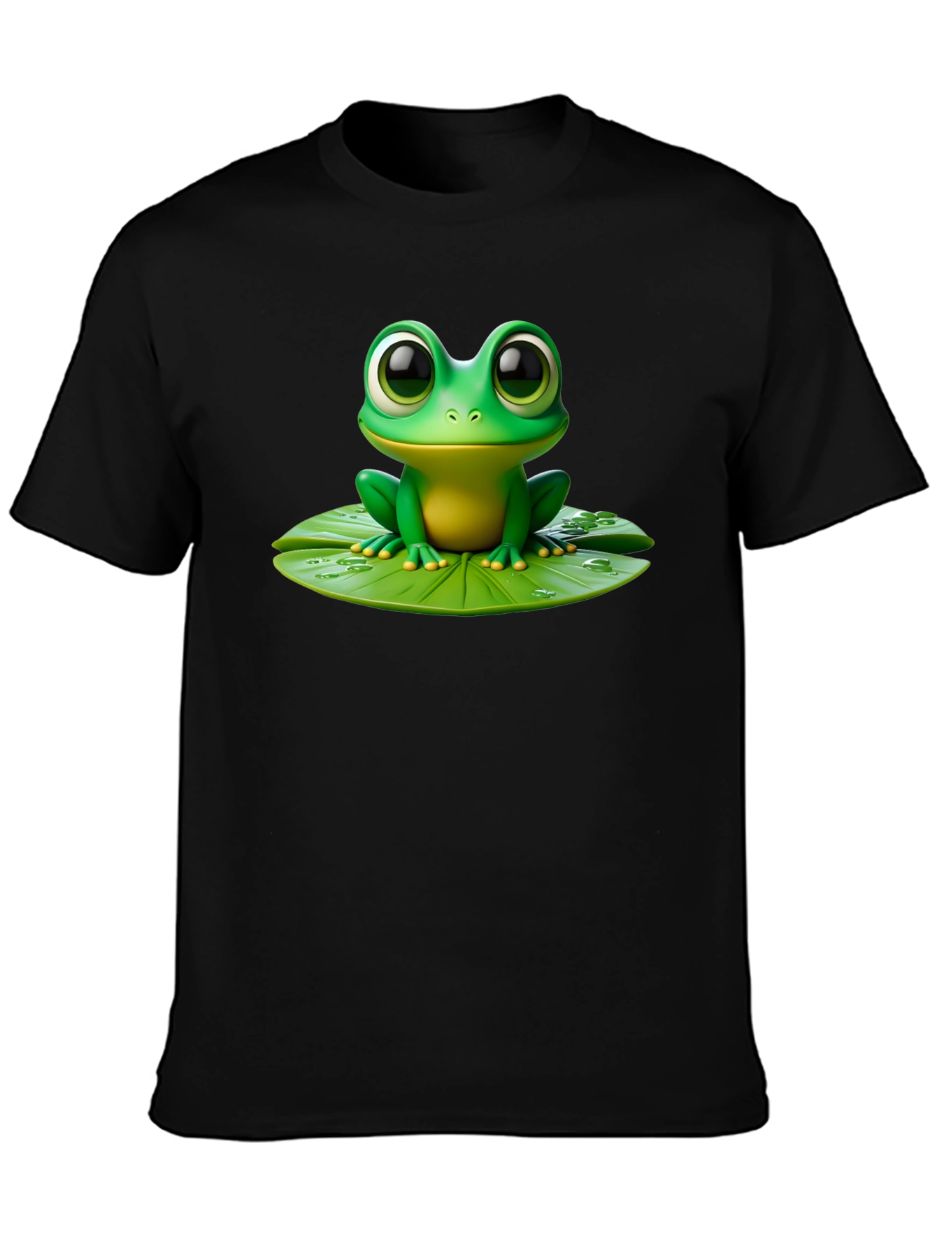 Frog on Lily Pad Graphic Tee - Black