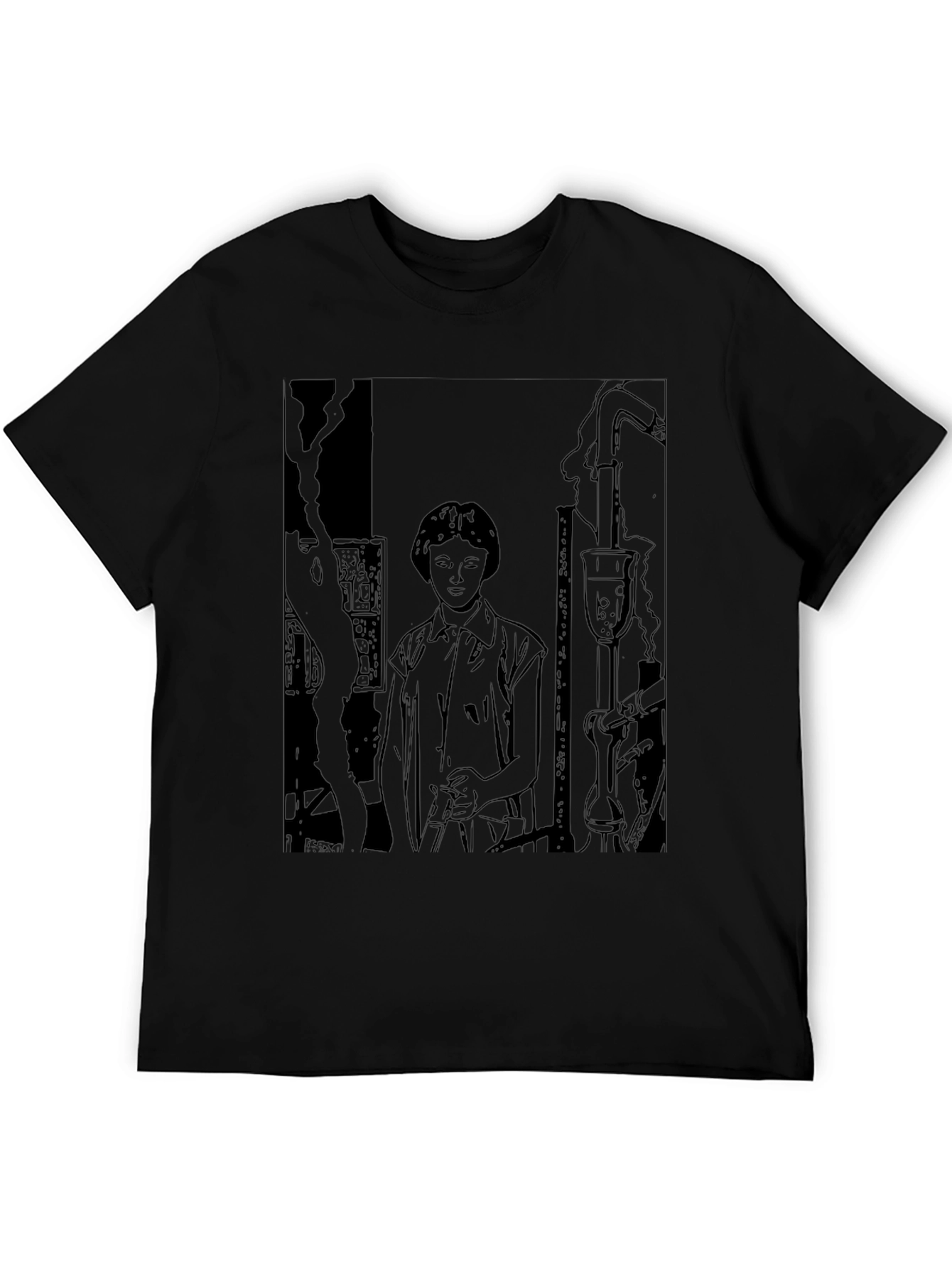 Science Sketch Graphic T-Shirt - Black
