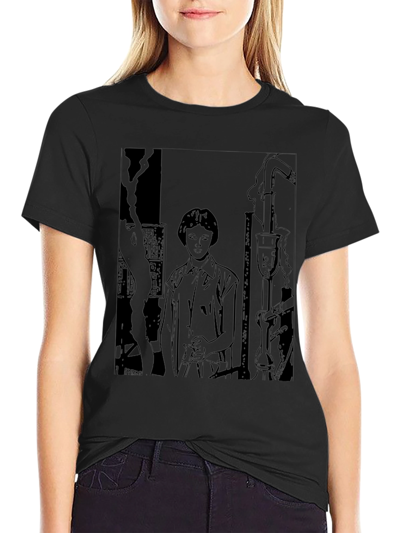 Science Sketch Graphic T-Shirt - Black