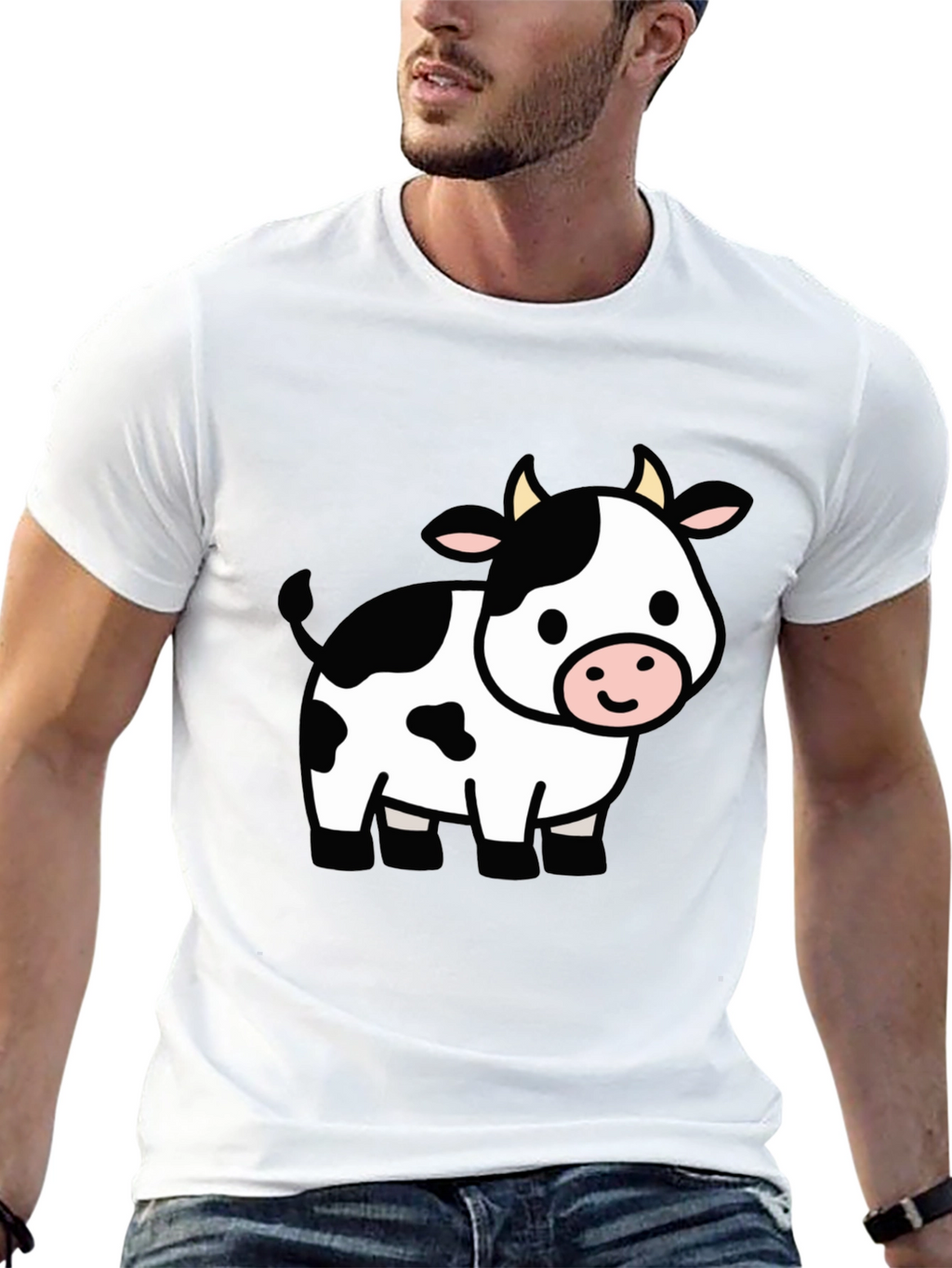 Cute Cow Graphic Black T-Shirt