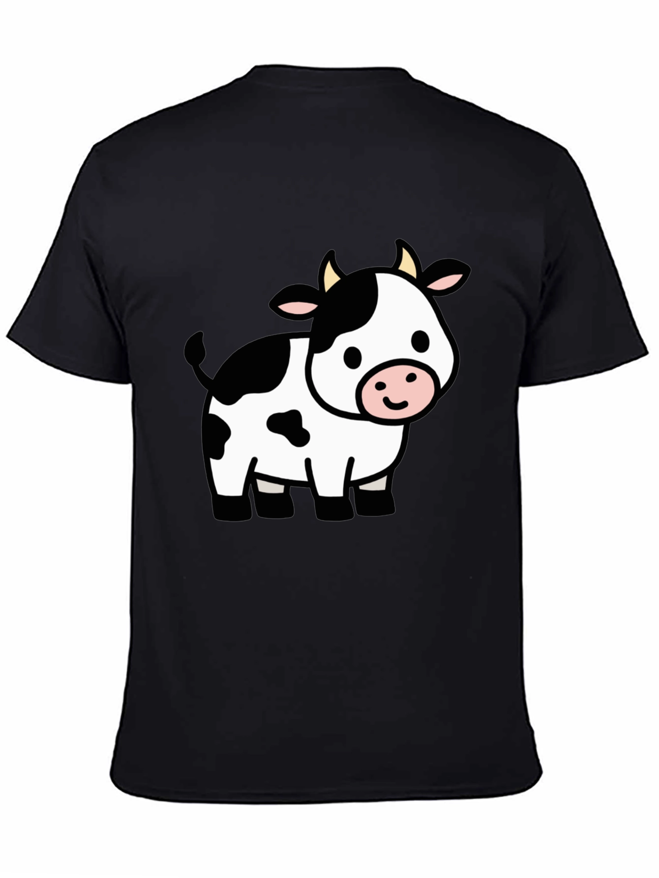Cute Cow Graphic Black T-Shirt