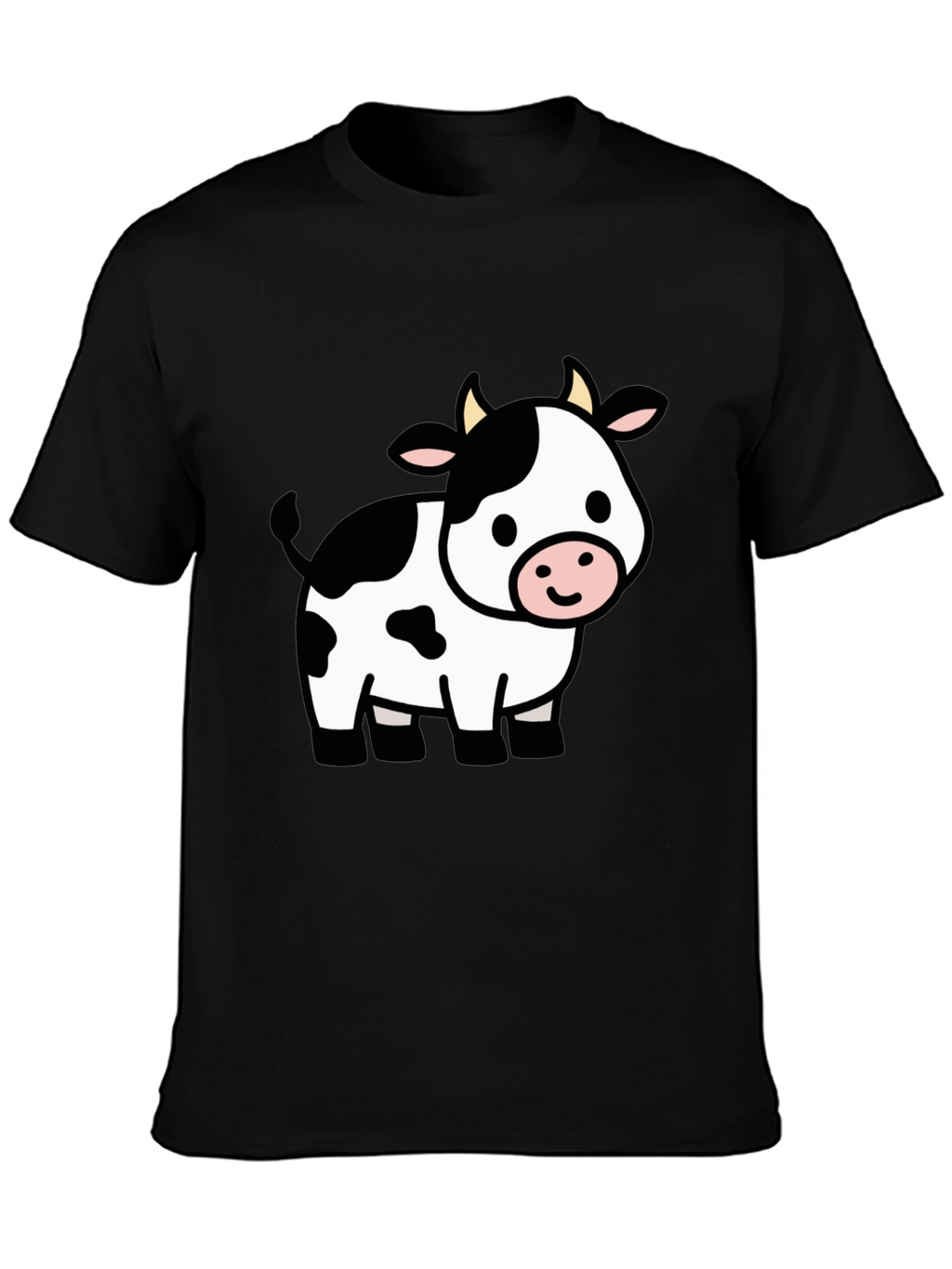 Cute Cow Graphic Black T-Shirt