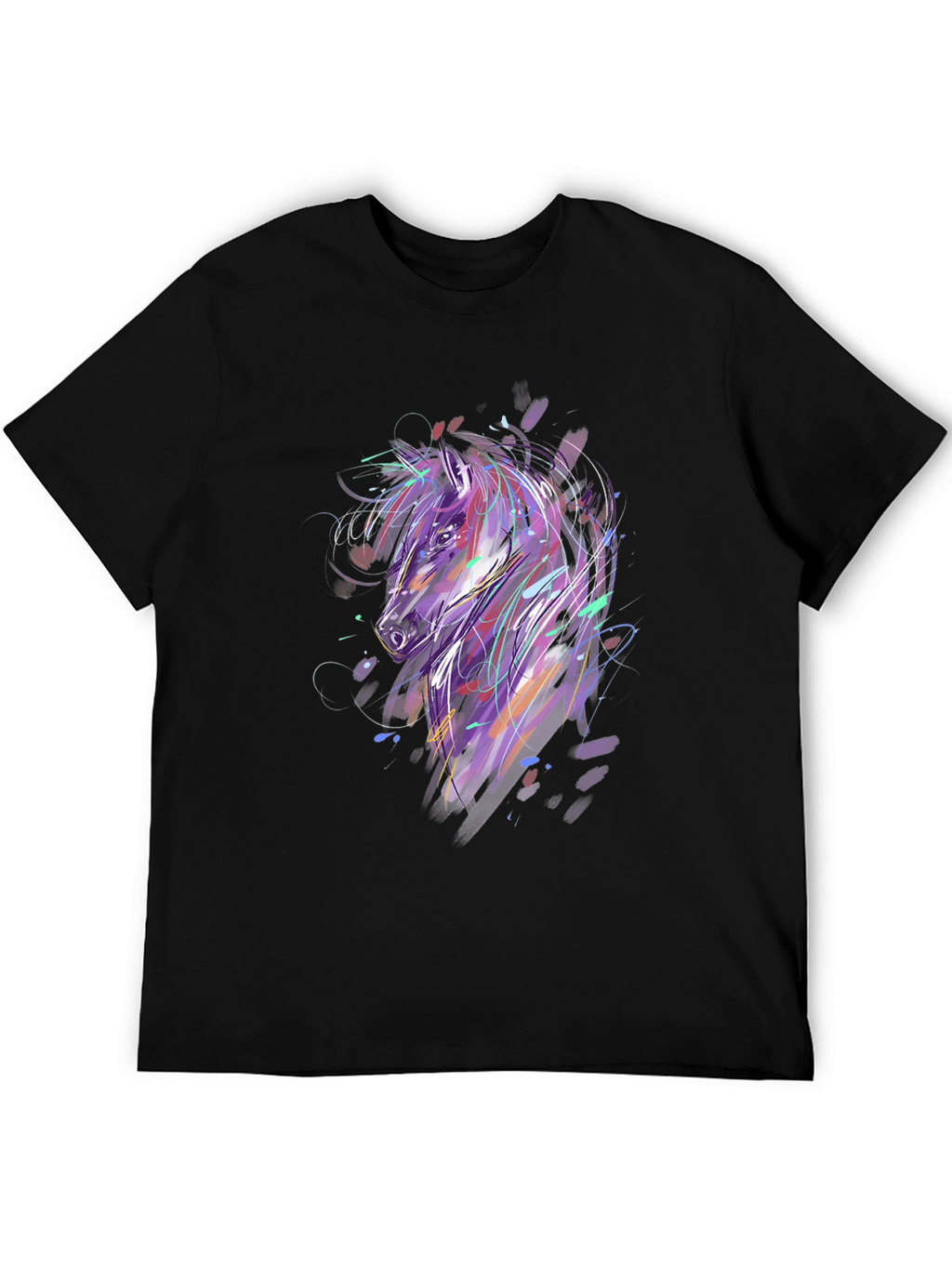 Abstract Horse Graphic Black T-Shirt