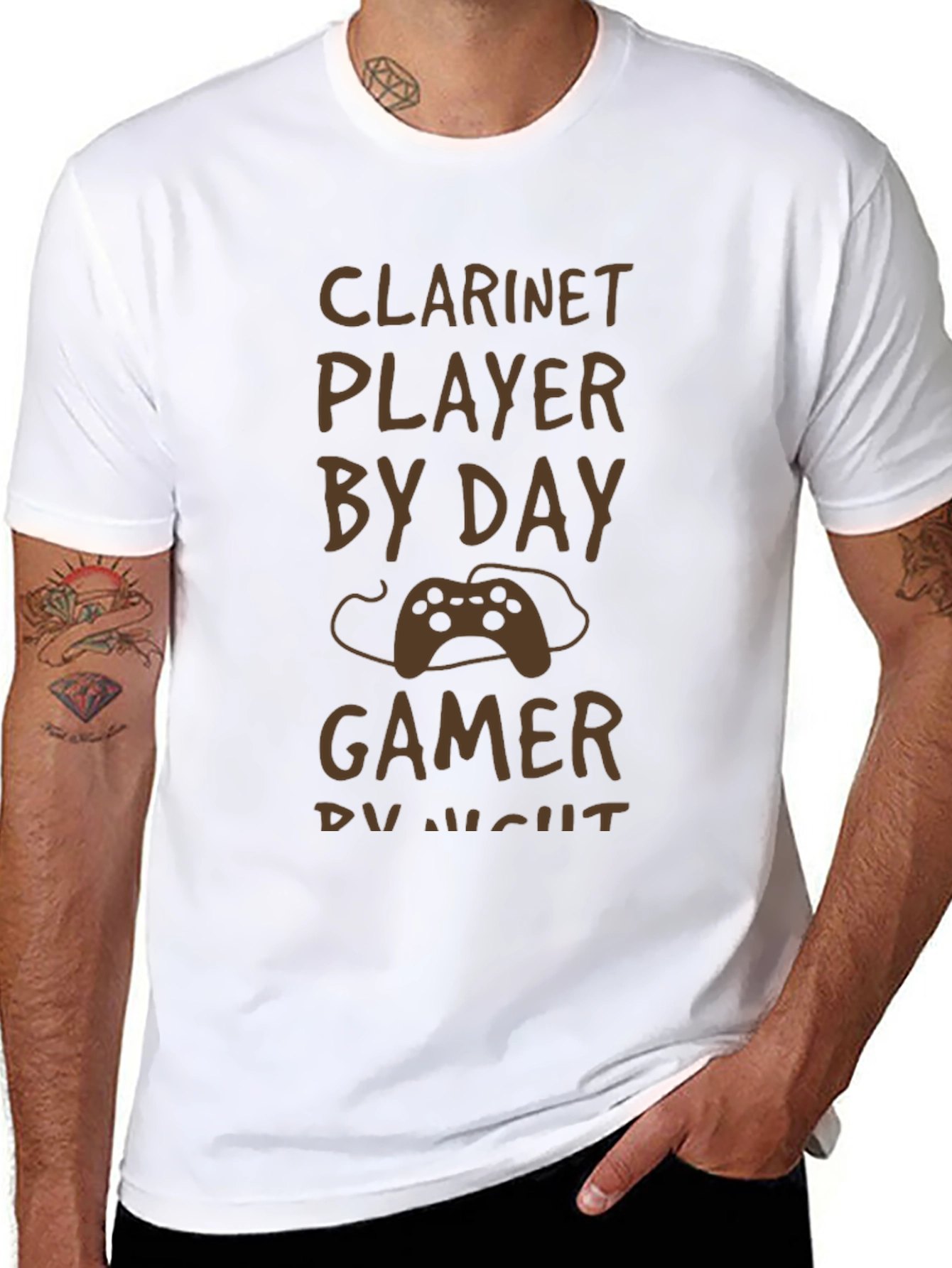 Clarinet Player by Day Gamer by Night T-Shirt