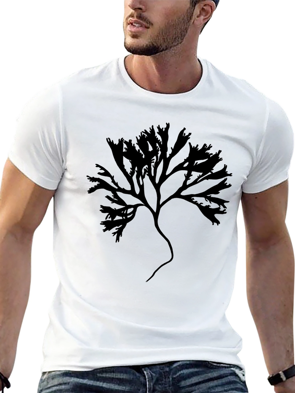 Black T-Shirt with Abstract Tree Graphic