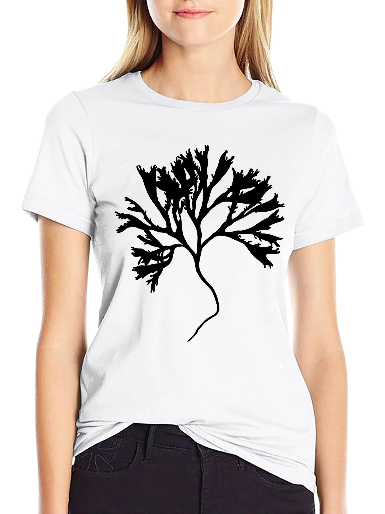 Black T-Shirt with Abstract Tree Graphic