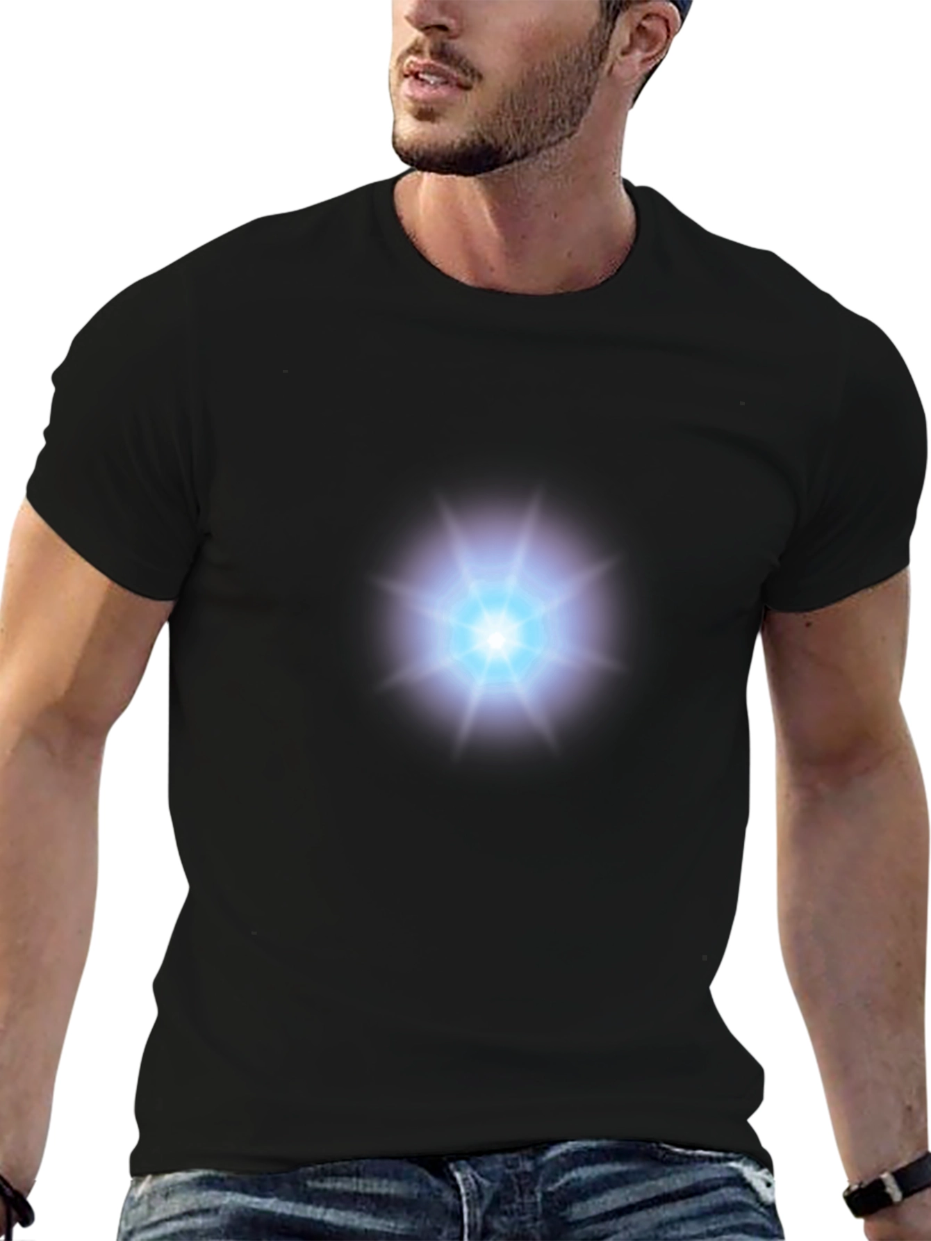 Arc Reactor Graphic T-Shirt - Black Cotton Blend
