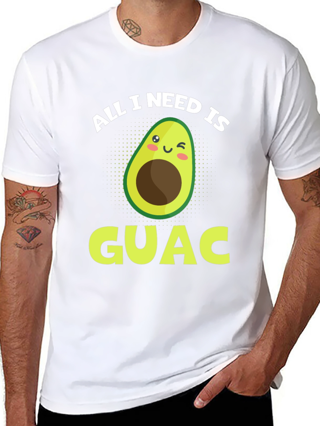All I Need Is Guac Funny Avocado Graphic T-Shirt