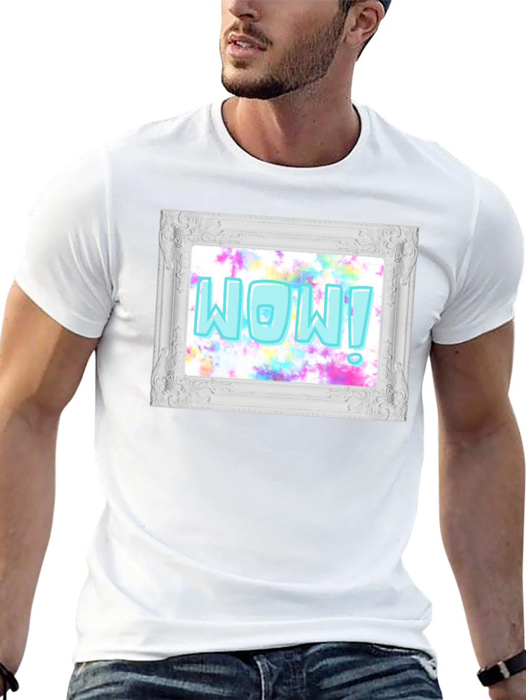 WOW! Framed Graphic Print T-Shirt