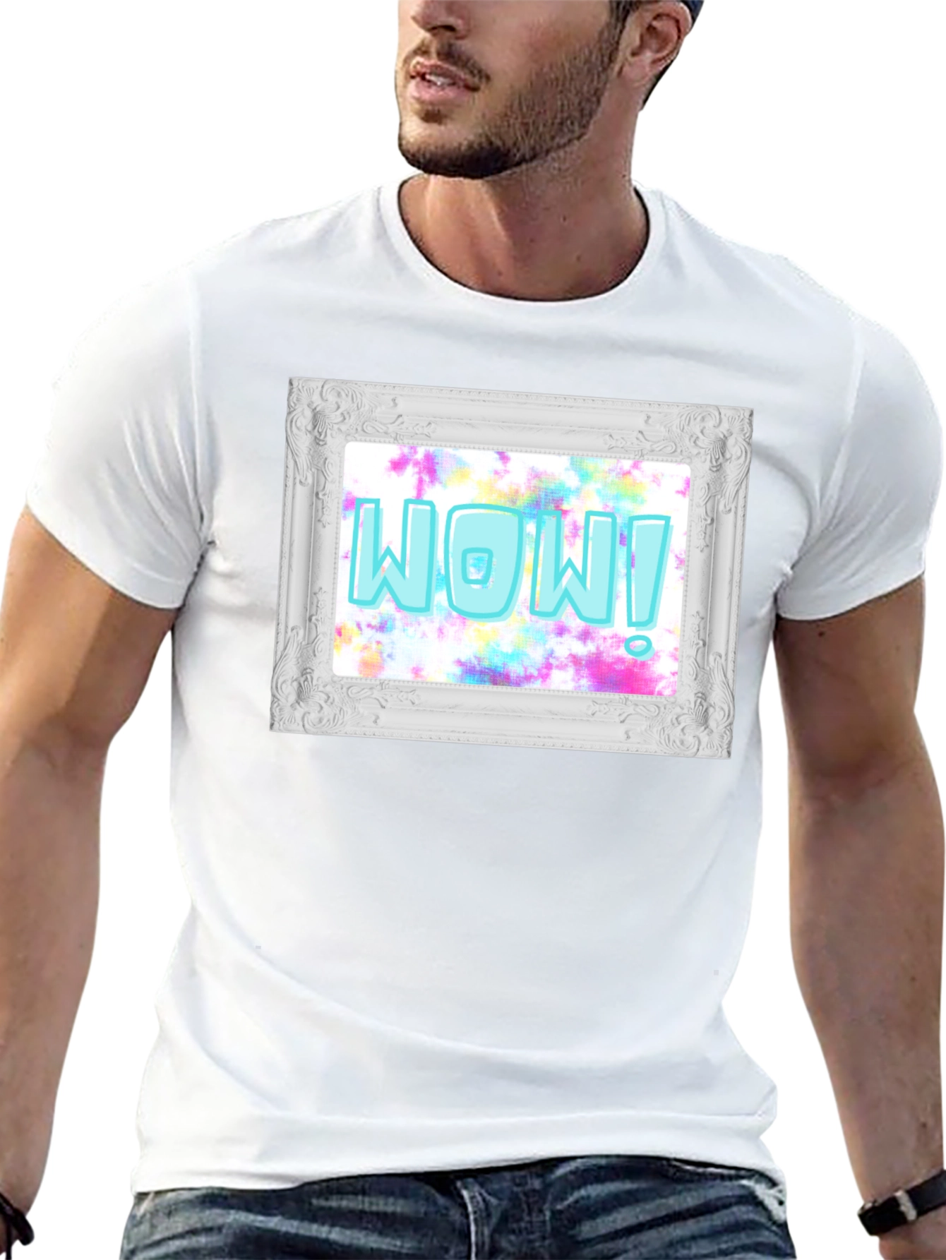 WOW! Framed Graphic Print T-Shirt