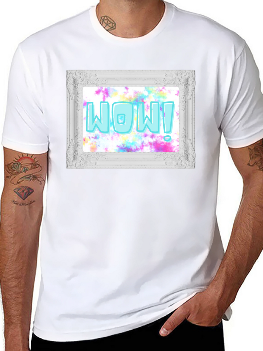 WOW! Framed Graphic Print T-Shirt