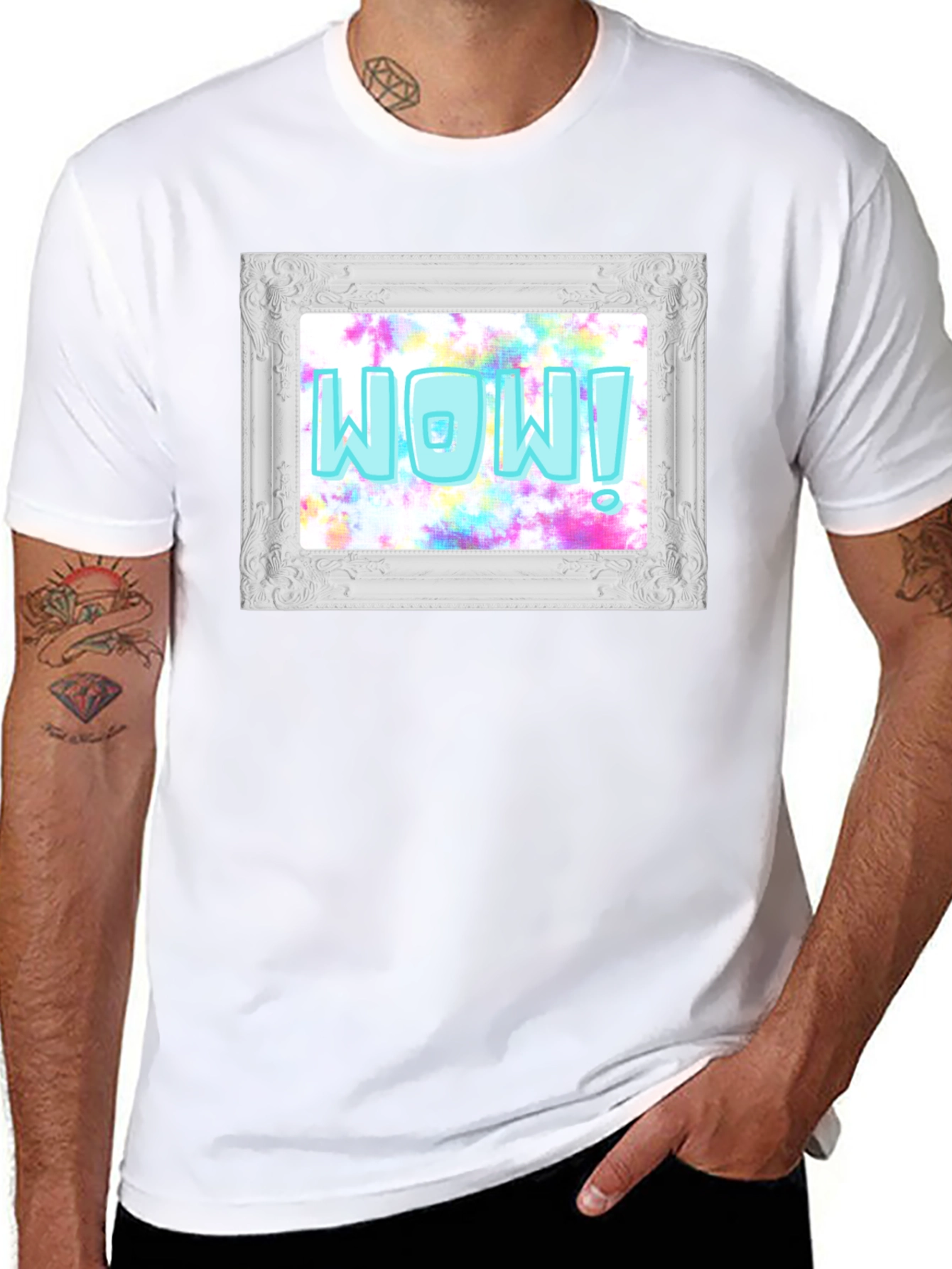 WOW! Framed Graphic Print T-Shirt