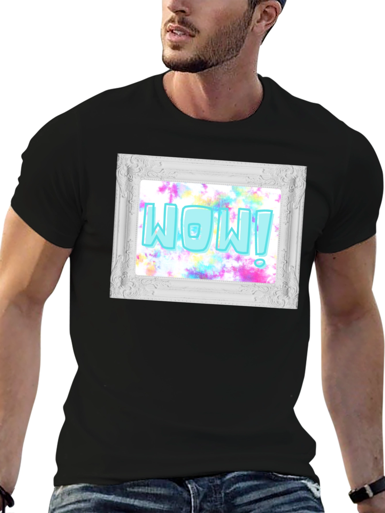 WOW! Framed Graphic Print T-Shirt