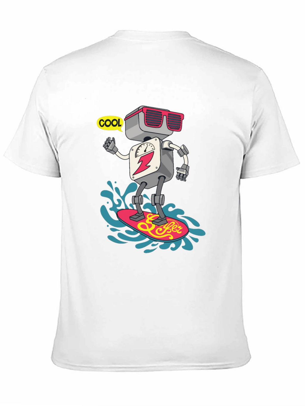 Cool Robot Surfing T-Shirt - Black
