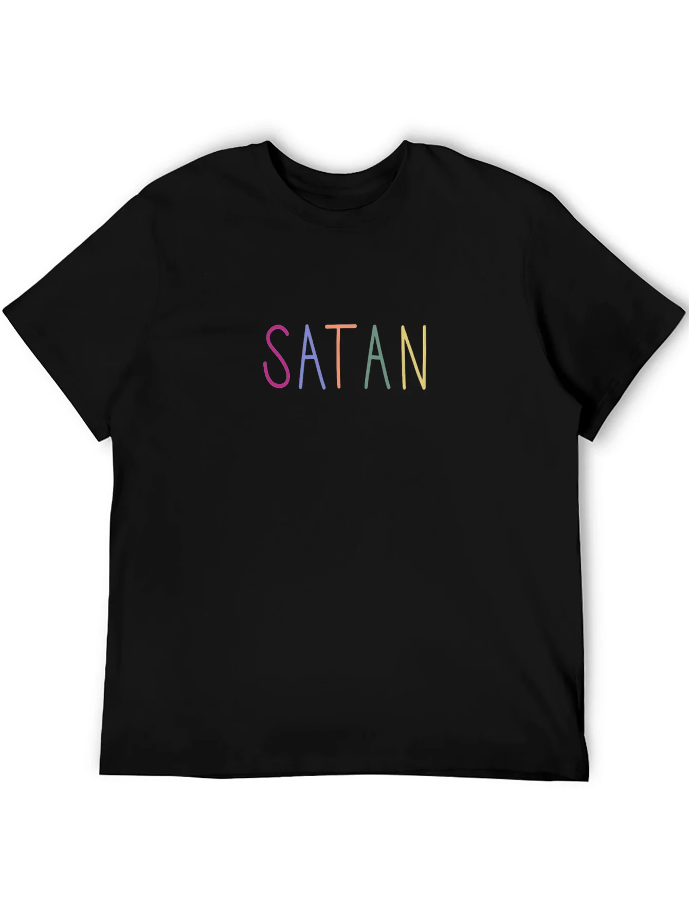 Colorful Satan Graphic T-Shirt - Black