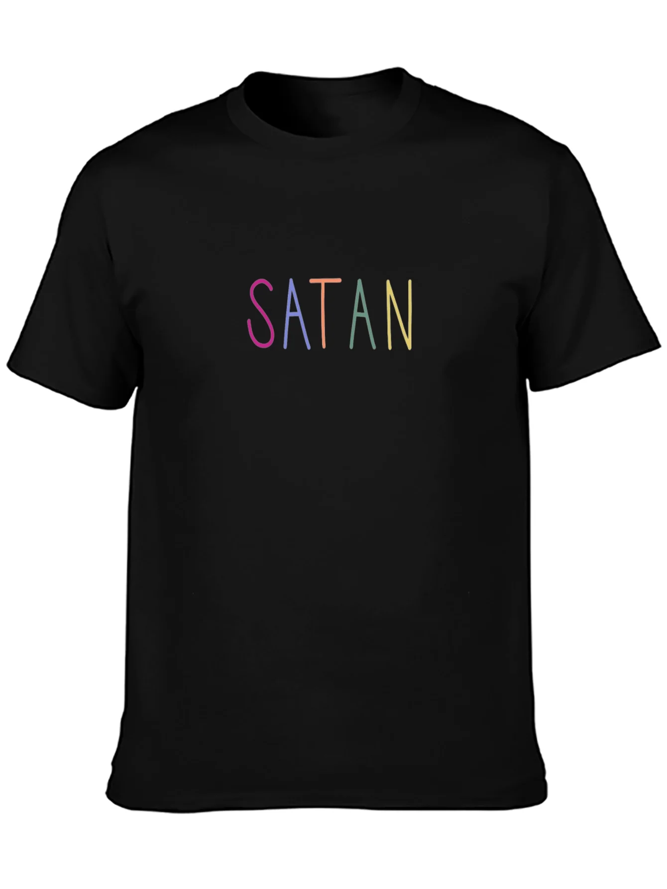Colorful Satan Graphic T-Shirt - Black
