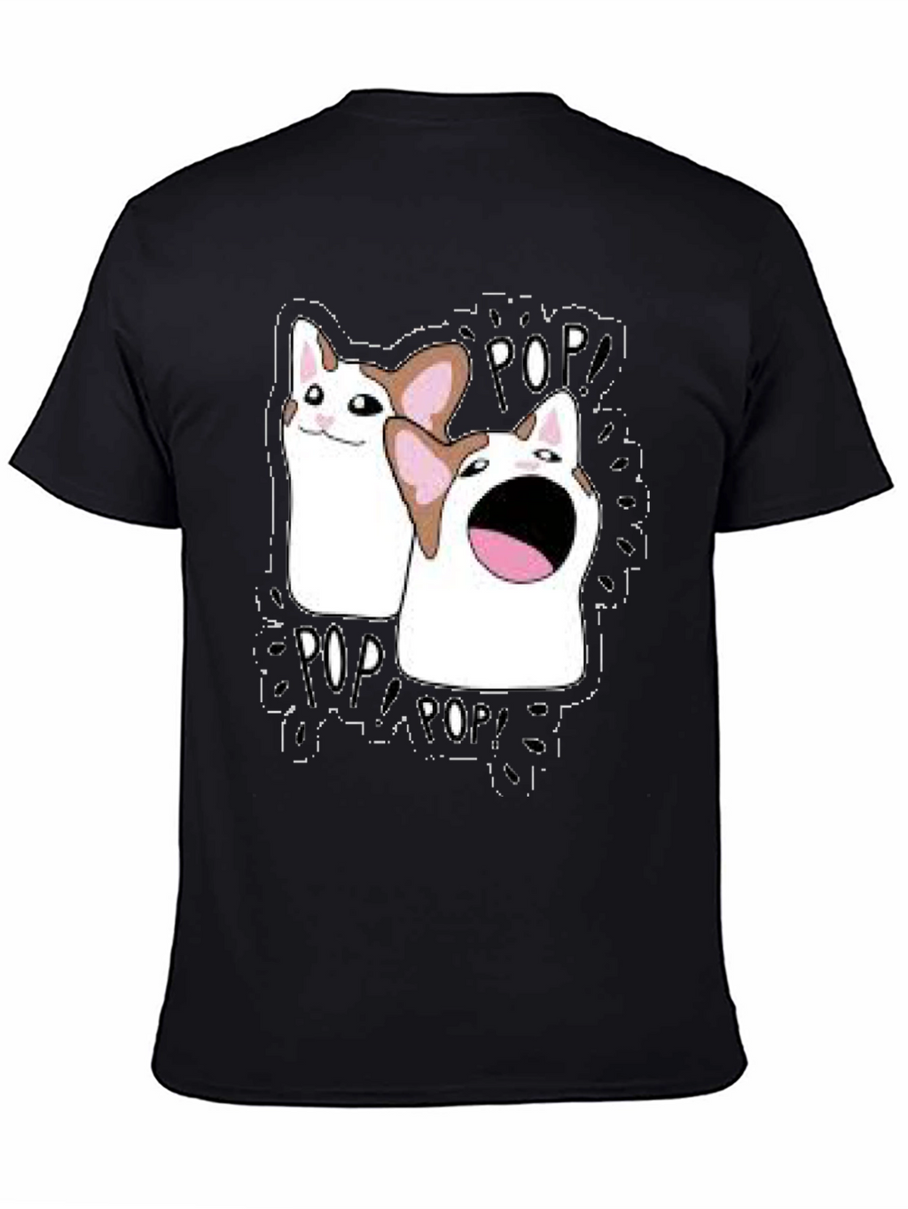 Pop Cat Meme T-Shirt - Black Funny Graphic Tee