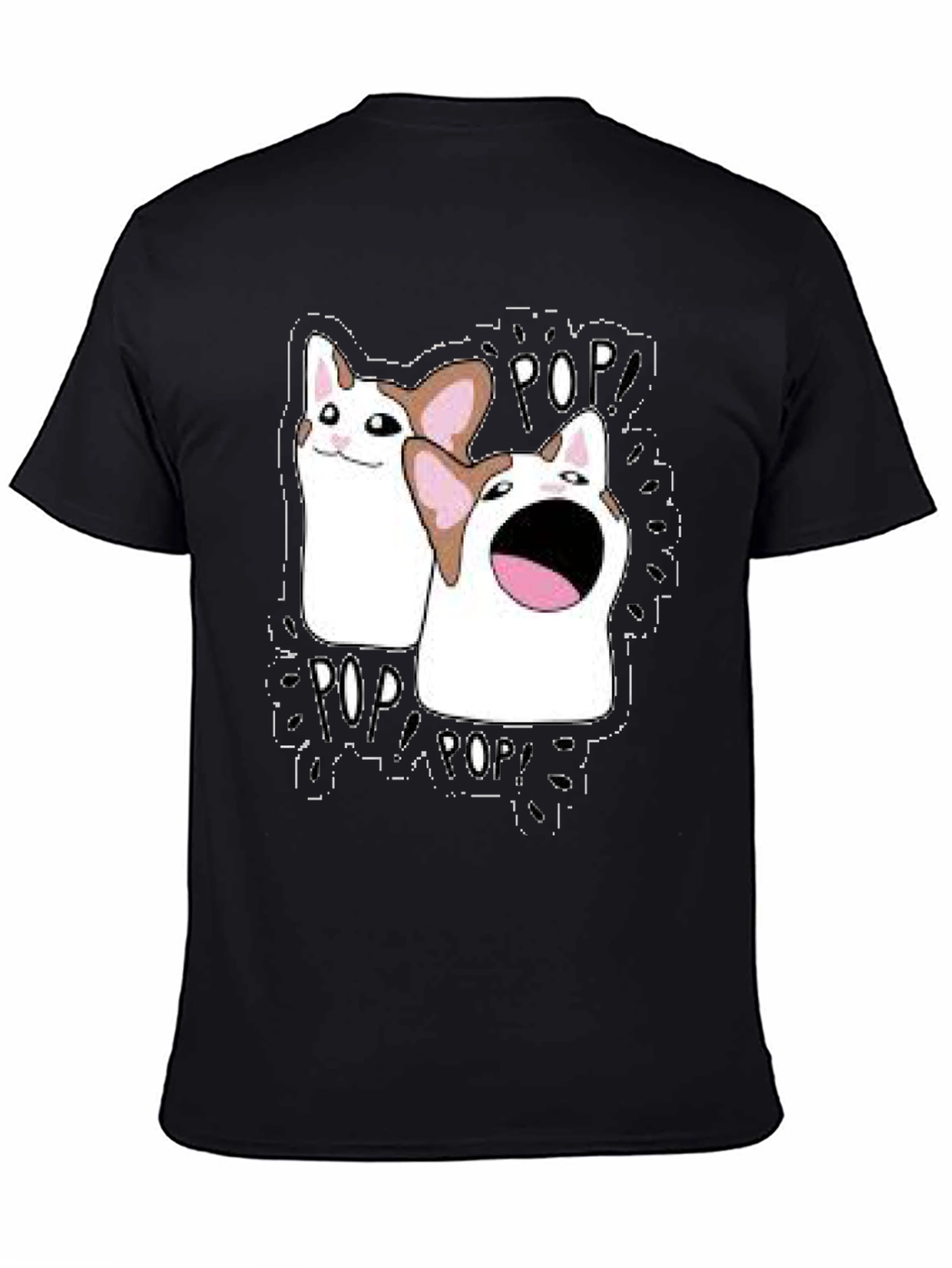 Pop Cat Meme T-Shirt - Black Funny Graphic Tee