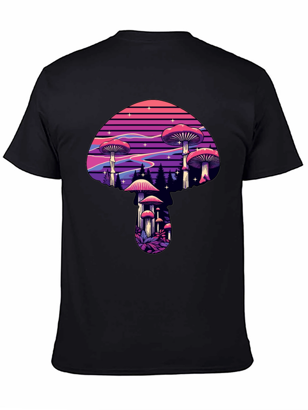 Mushroom Graphic Black T-Shirt