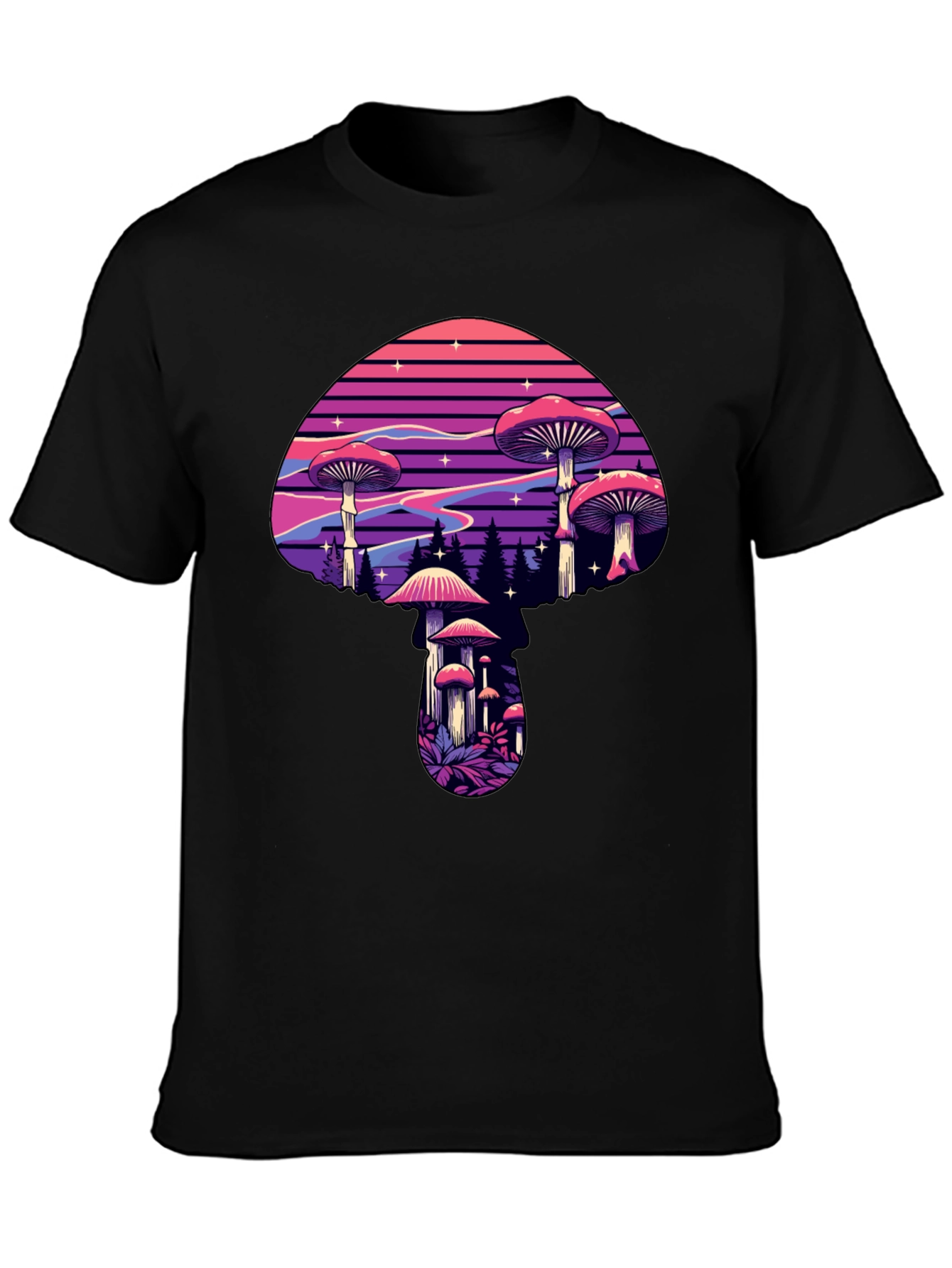 Mushroom Graphic Black T-Shirt