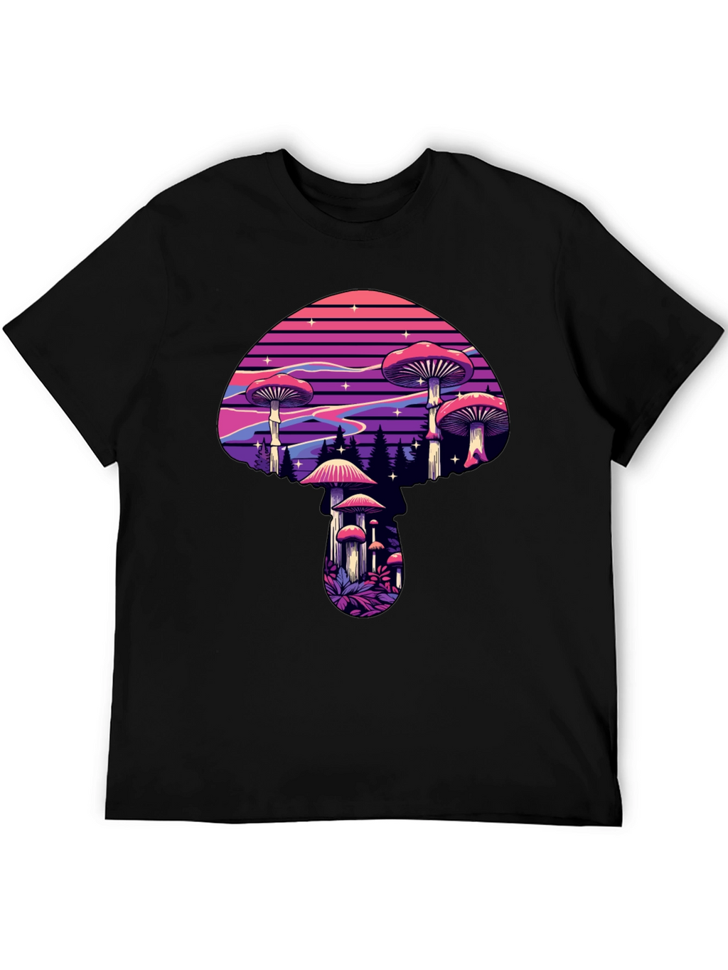 Mushroom Graphic Black T-Shirt