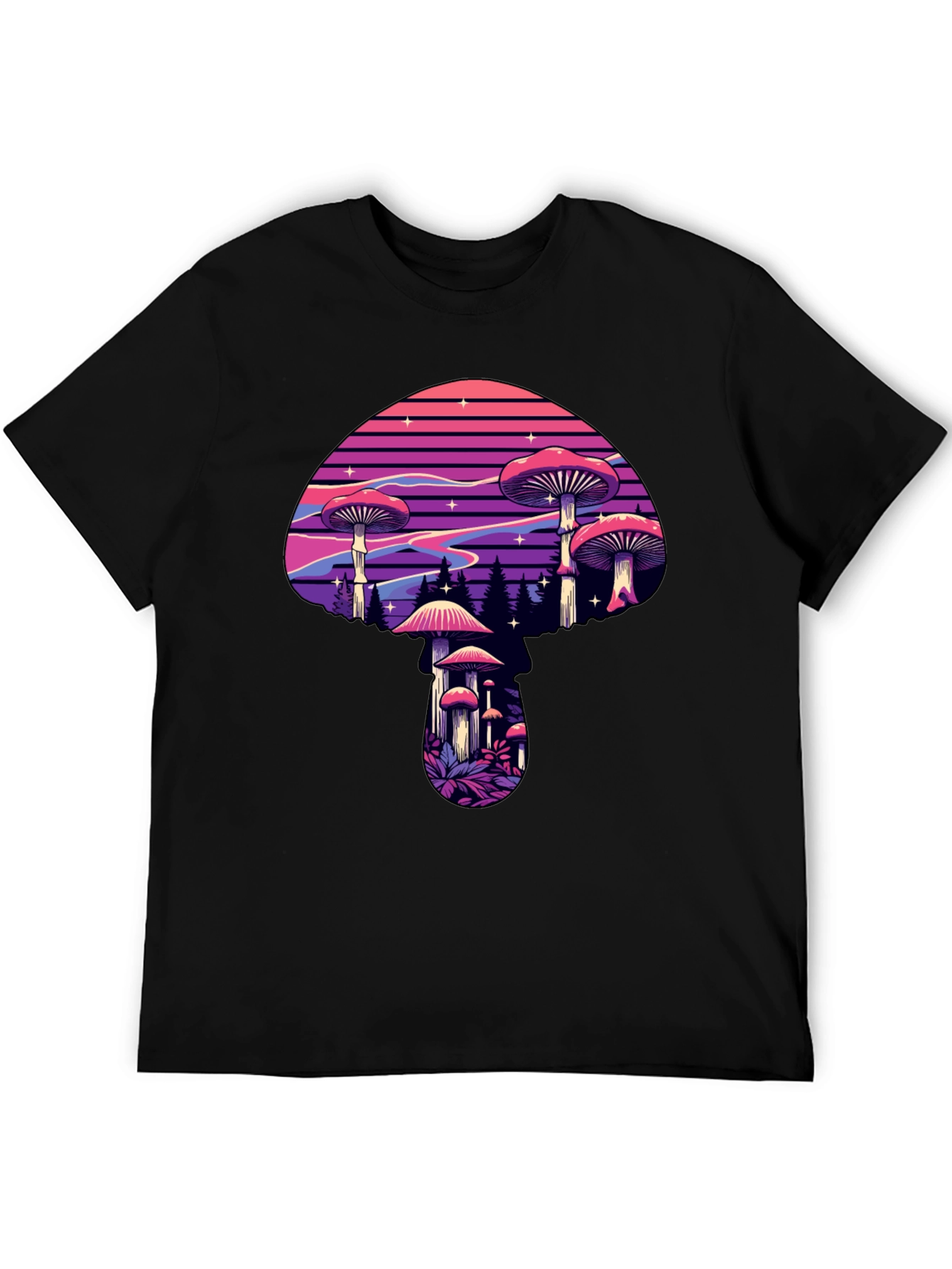 Mushroom Graphic Black T-Shirt