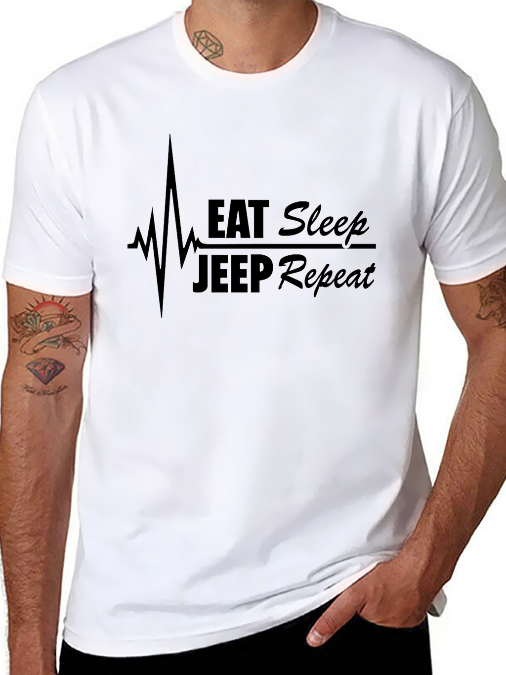 Eat Sleep Jeep Repeat Black Graphic T-Shirt
