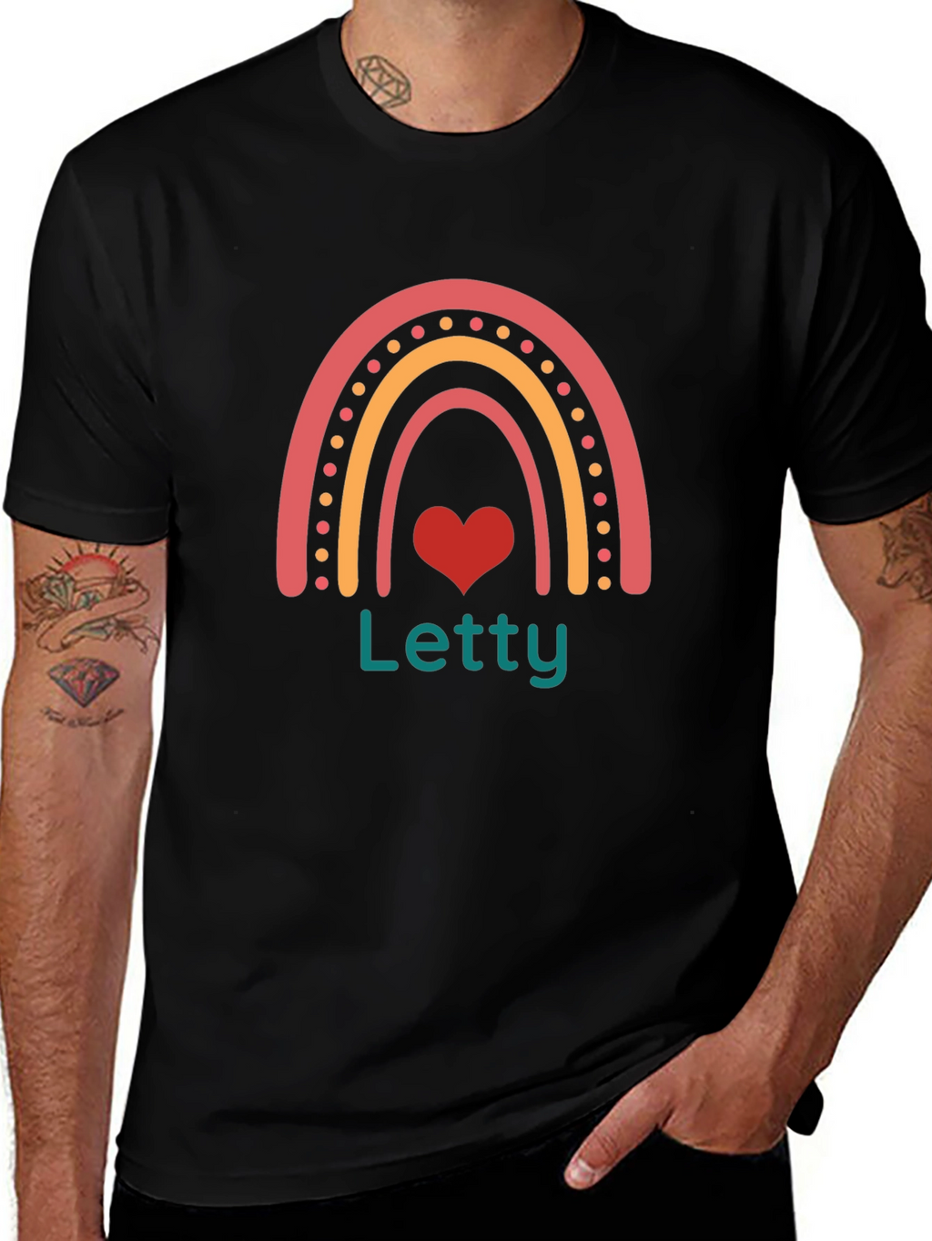 Letty Rainbow Heart Black T-Shirt
