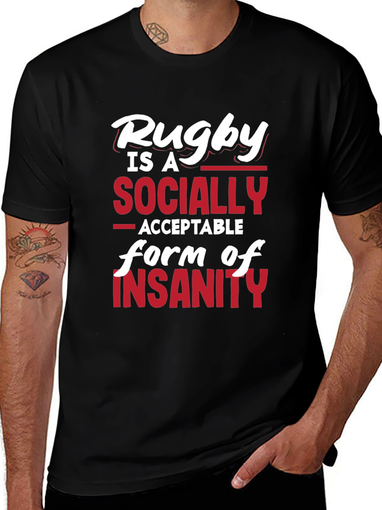 Rugby Insanity Graphic T-Shirt - Black