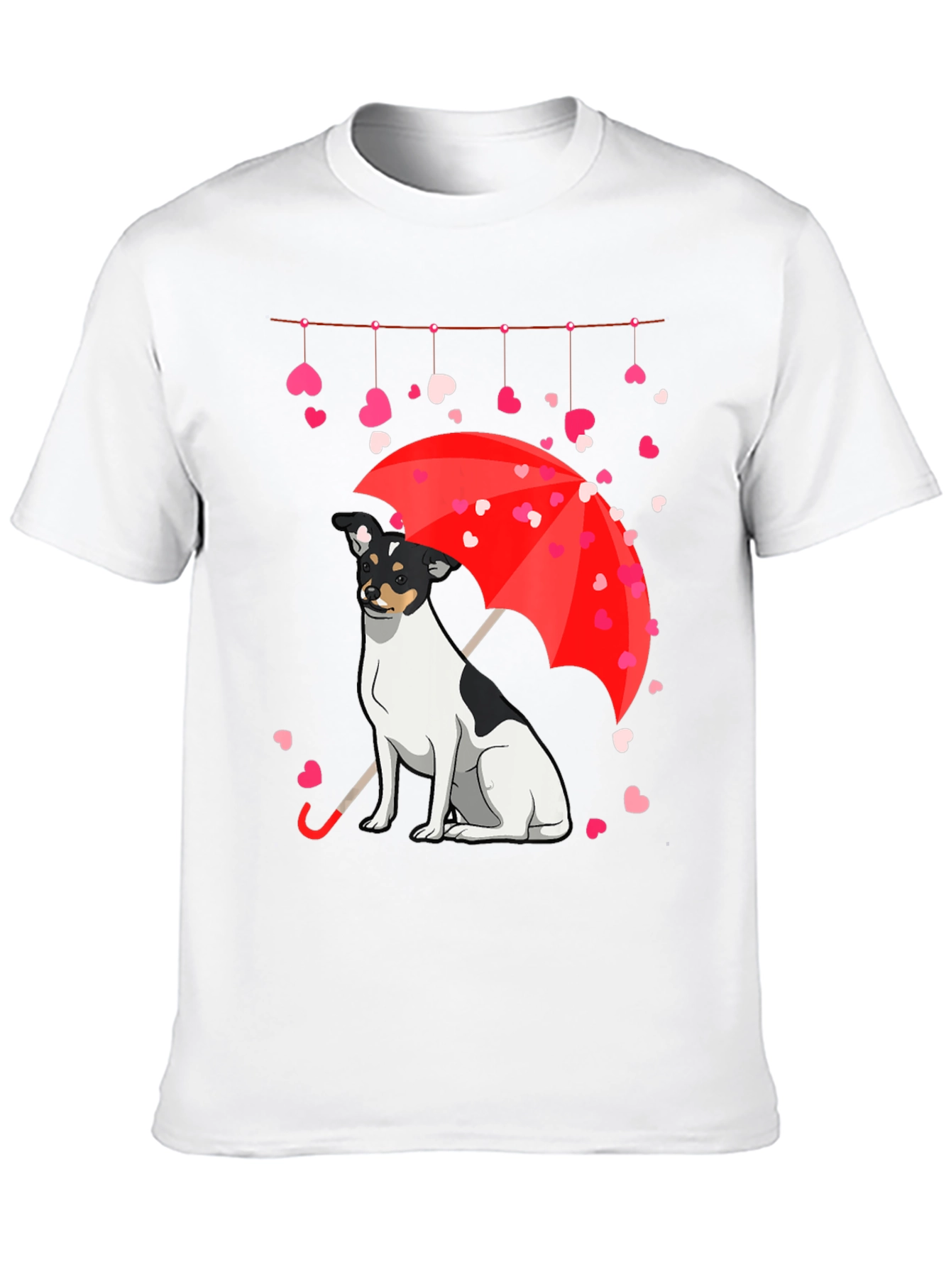 Dog Under Umbrella Heart T-Shirt