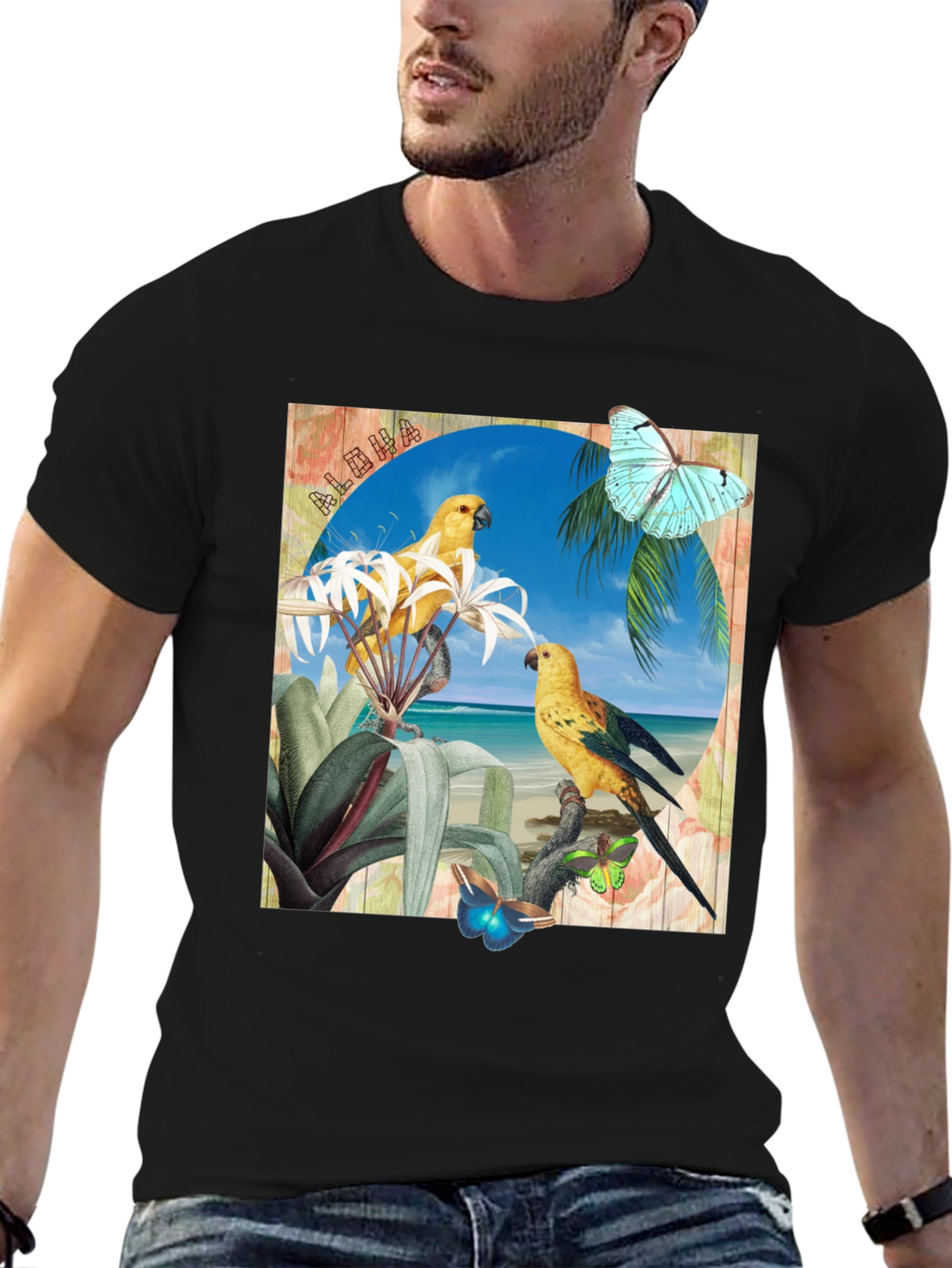 Aloha Parrot Graphic T-Shirt