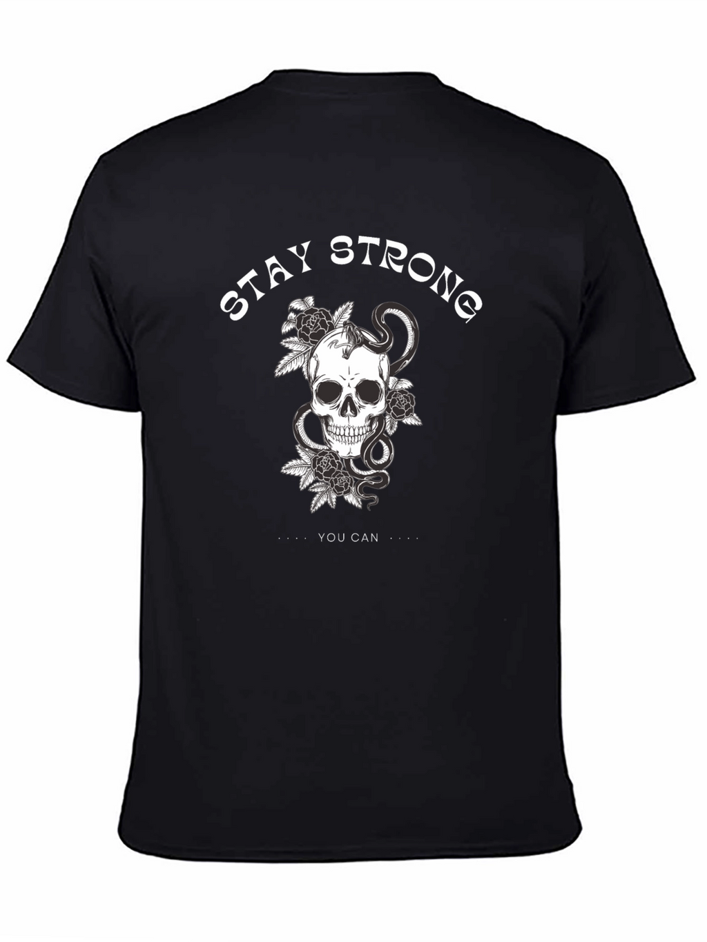 Stay Strong Skull Graphic Black T-Shirt