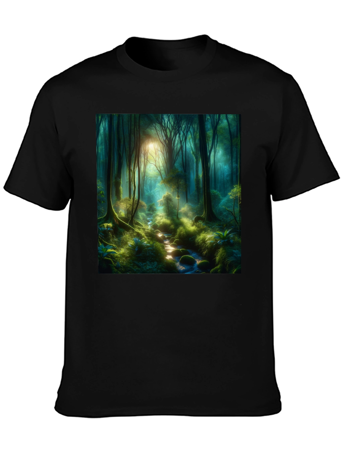 Enchanted Forest Graphic Tee - Nature Lovers Black T-Shirt