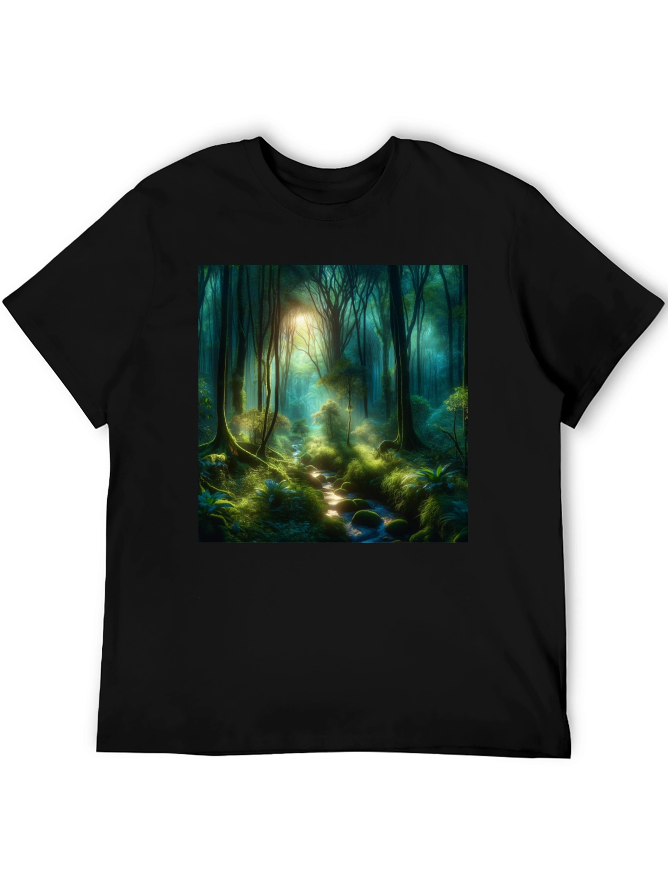 Enchanted Forest Graphic Tee - Nature Lovers Black T-Shirt
